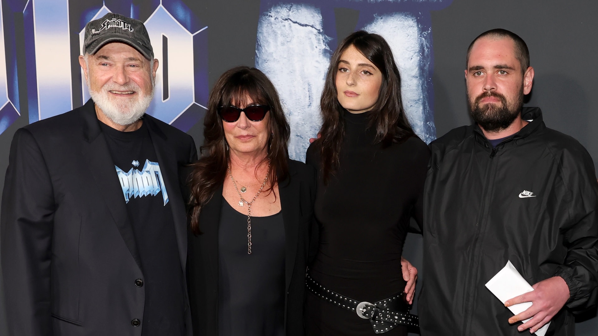 LOS ANGELES, CALIFORNIA - SEPTEMBER 09: (L-R) Rob Reiner, Michele Singer Reiner, Romy Reiner and Nick Reiner arrive at the Premiere Of "Spinal Tap II: The End Continues" at The Egyptian Theatre Hollywood on September 09, 2025 in Los Angeles, California. 