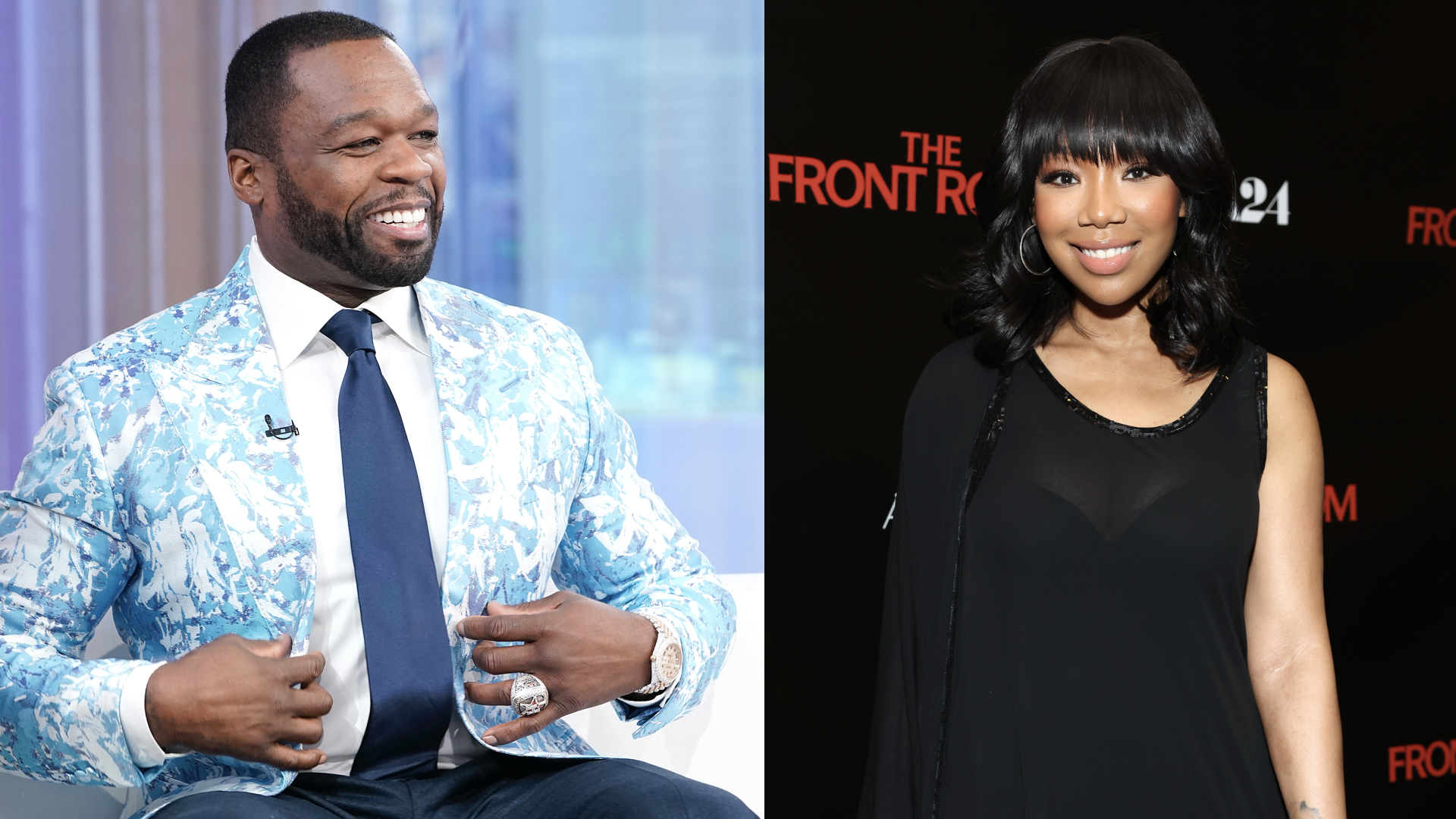 NEW YORK, NEW YORK - SEPTEMBER 30: Curtis "50 Cent" Jackson visits "Fox & Friends" to discuss his new Fox Nation show "50 Ways to Catch a Killer" at Fox News Channel Studios on September 30, 2025 in New York City. 

LOS ANGELES, CALIFORNIA - AUGUST 19: Brandy Norwood at the Los Angeles Special Screening of A24's "The Front Room" at AMC The Grove 14 on August 19, 2024 in Los Angeles, California. 