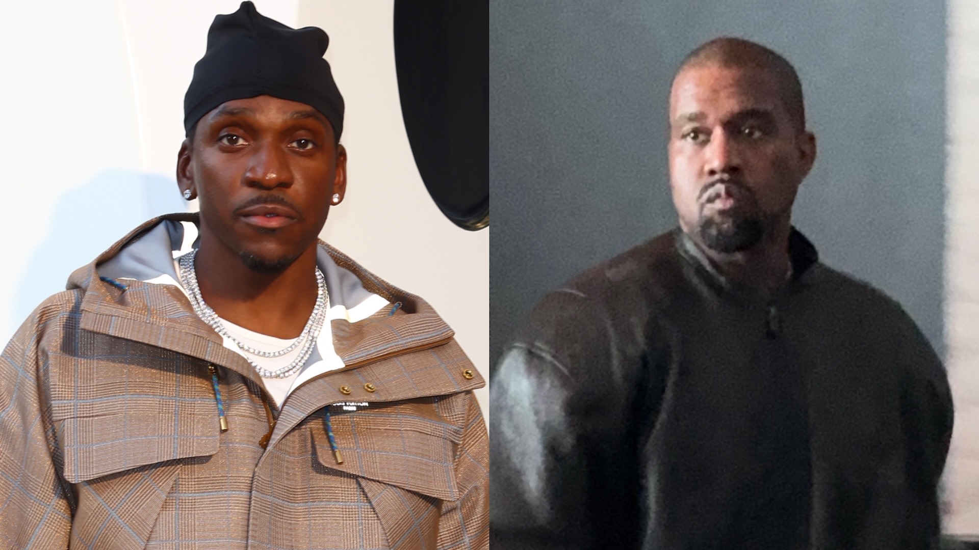 (L-R) Pusha T and Kanye West.