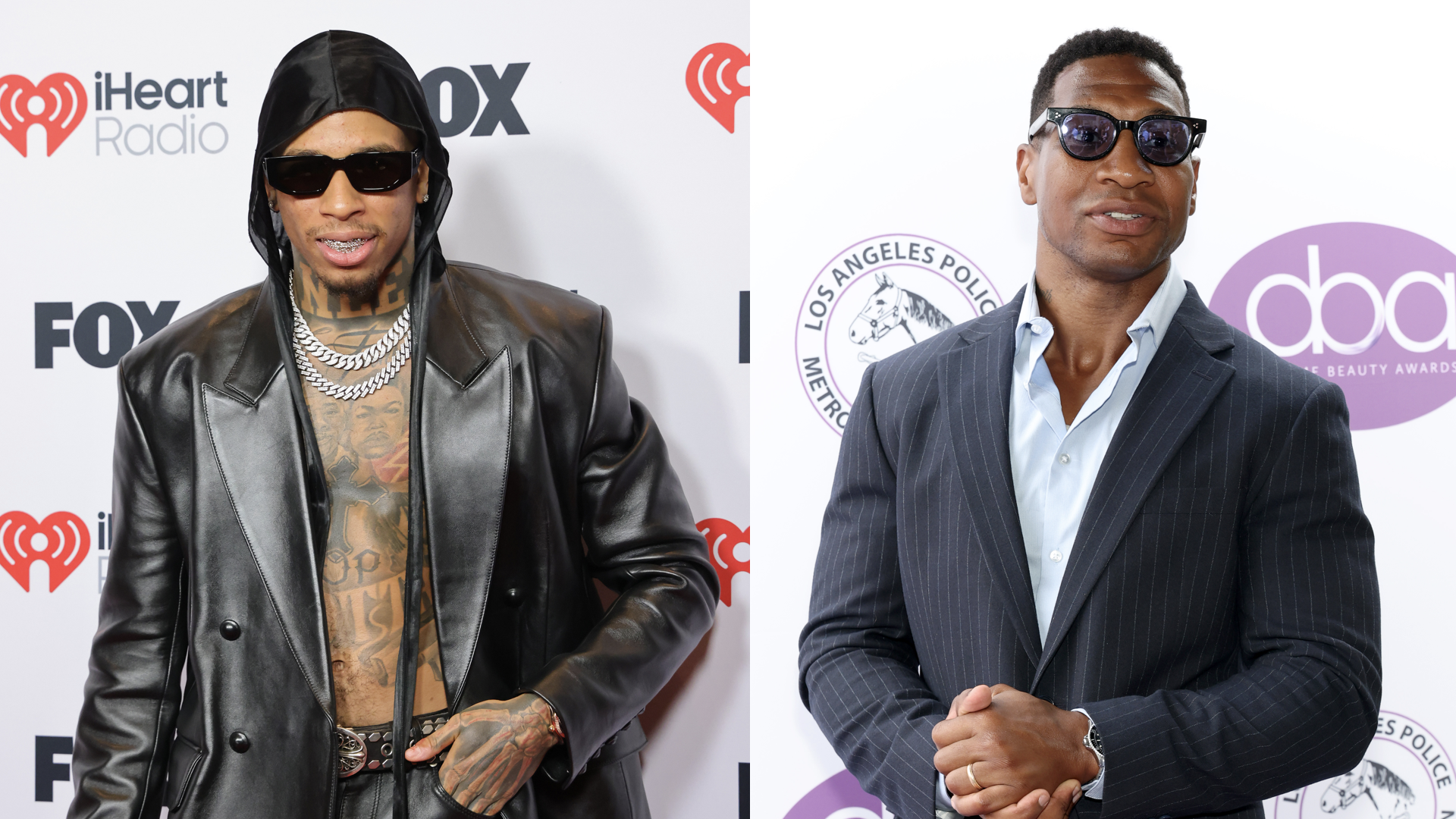 <div>NLE Choppa Claims Jonathan Majors Couldn't 'Makwe Eye Contact' With Him</div>