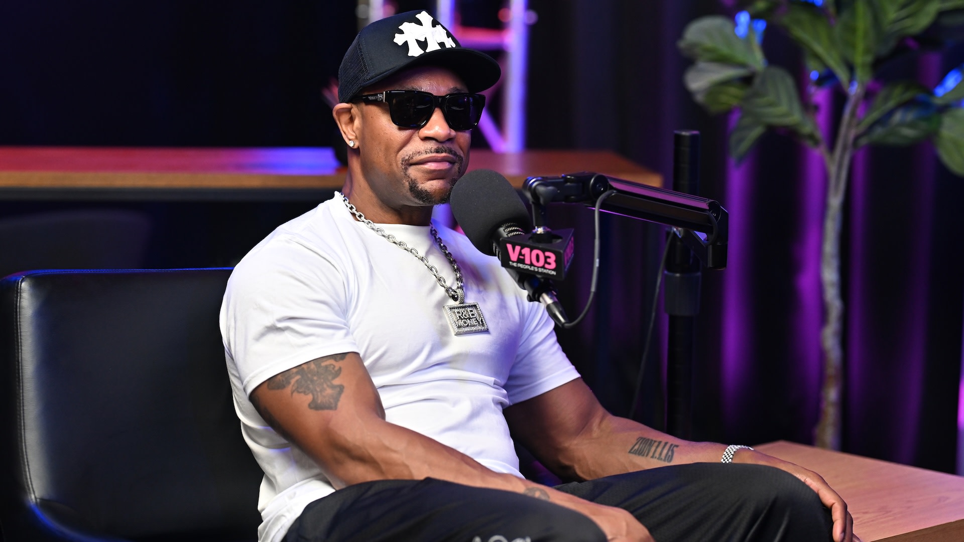 ATLANTA, GEORGIA - JULY 31: Singer Tank visits V-103 Atlanta at Audacy Atlanta on July 31, 2026 in Atlanta, Georgia.