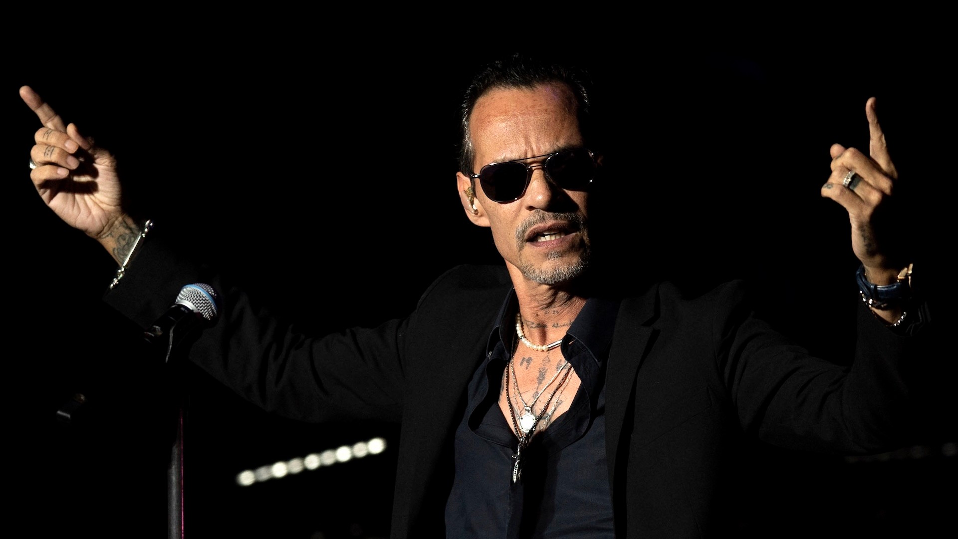 US songwriter, singer and actor Marc Anthony performs on stage during a concert at the Starlite Festival in Marbella, on July 3, 2025.