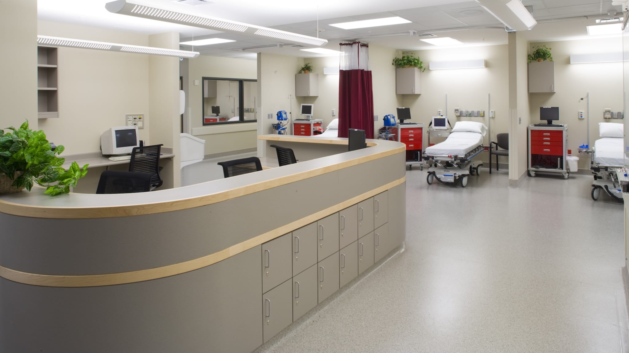 Interior view of recovery room in Moran Eye Center at the University of Utah medical complex in Salt Lake City, Utah.