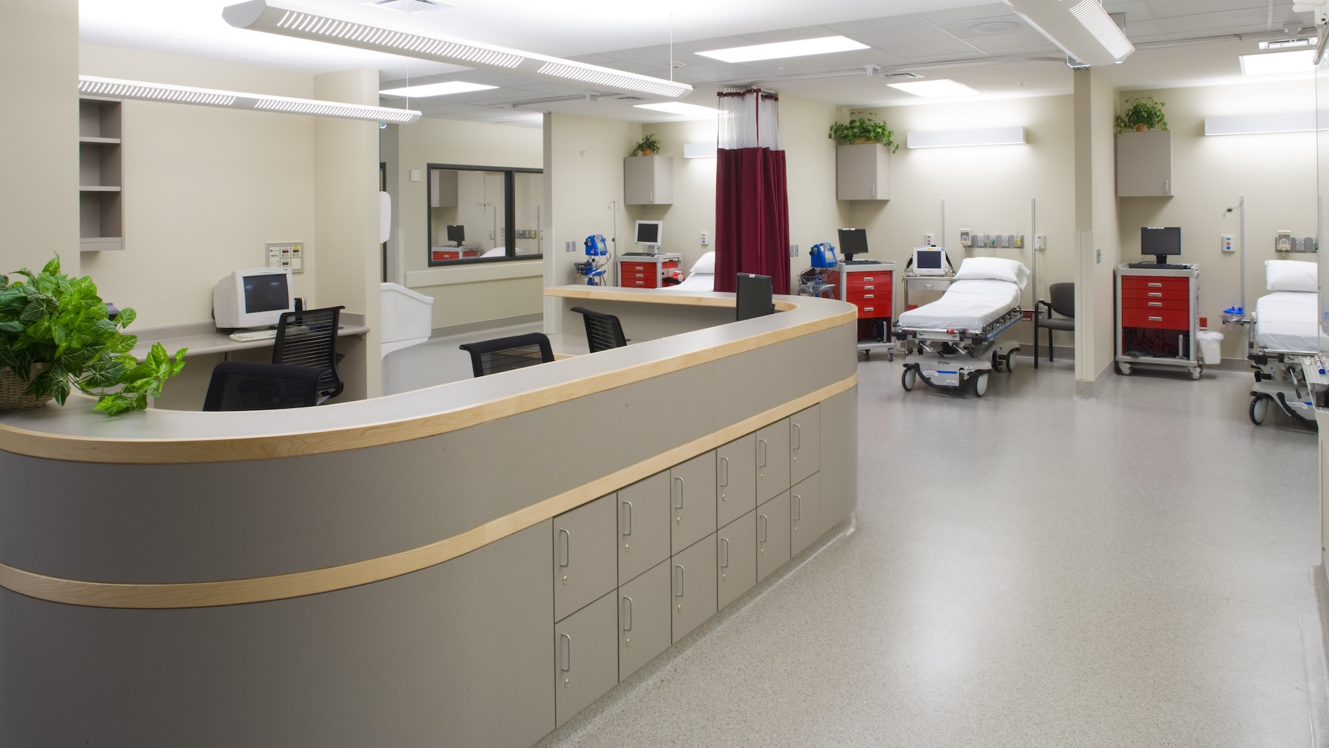 Interior view of recovery room in Moran Eye Center at the University of Utah medical complex in Salt Lake City, Utah.