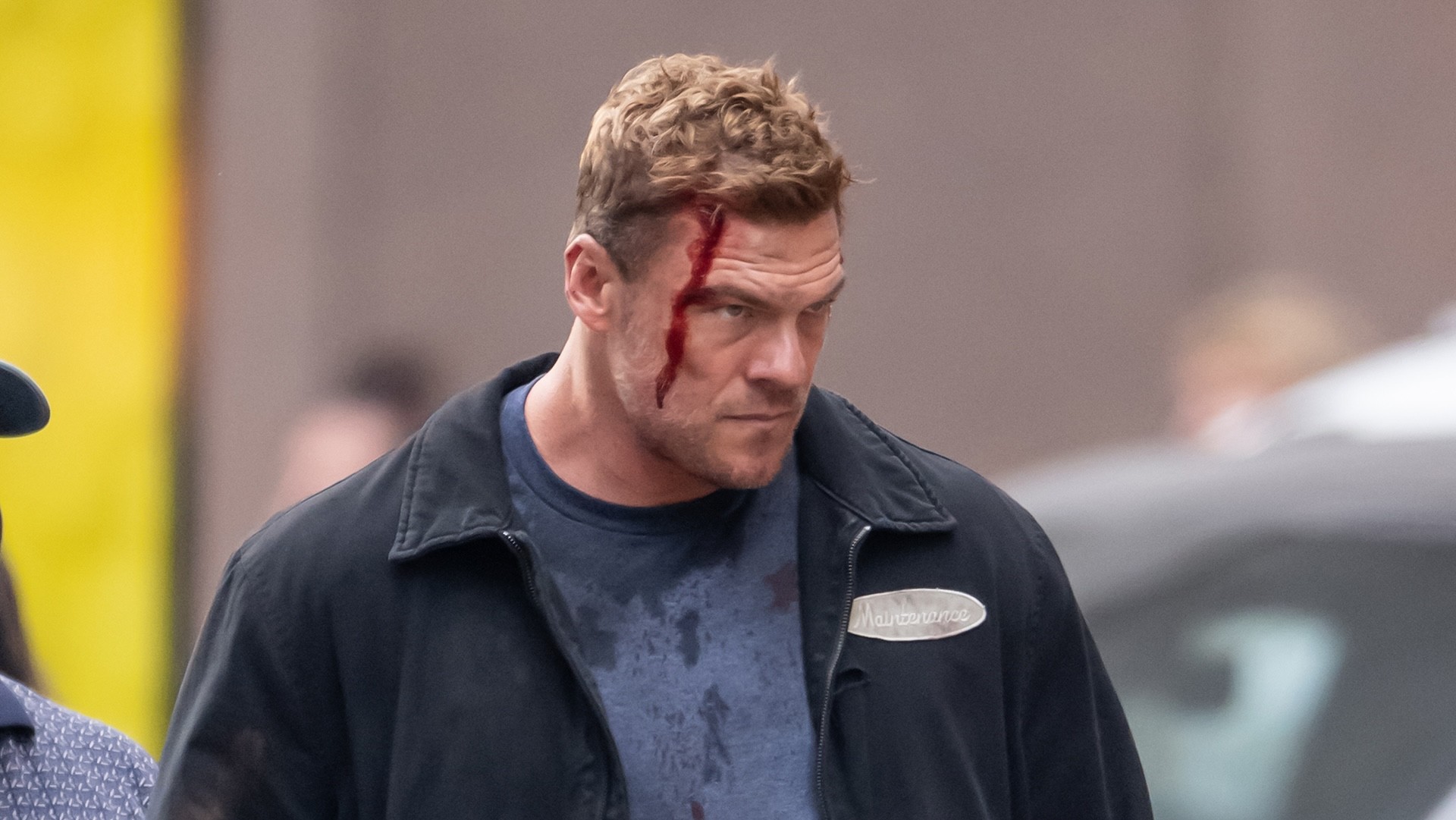 PHILADELPHIA, PENNSYLVANIA - JUNE 18: Actor Alan Ritchson is seen filming scenes of the Amazon Prime Video TV series "Reacher" season 4 on June 18, 2025 in Philadelphia, Pennsylvania. 