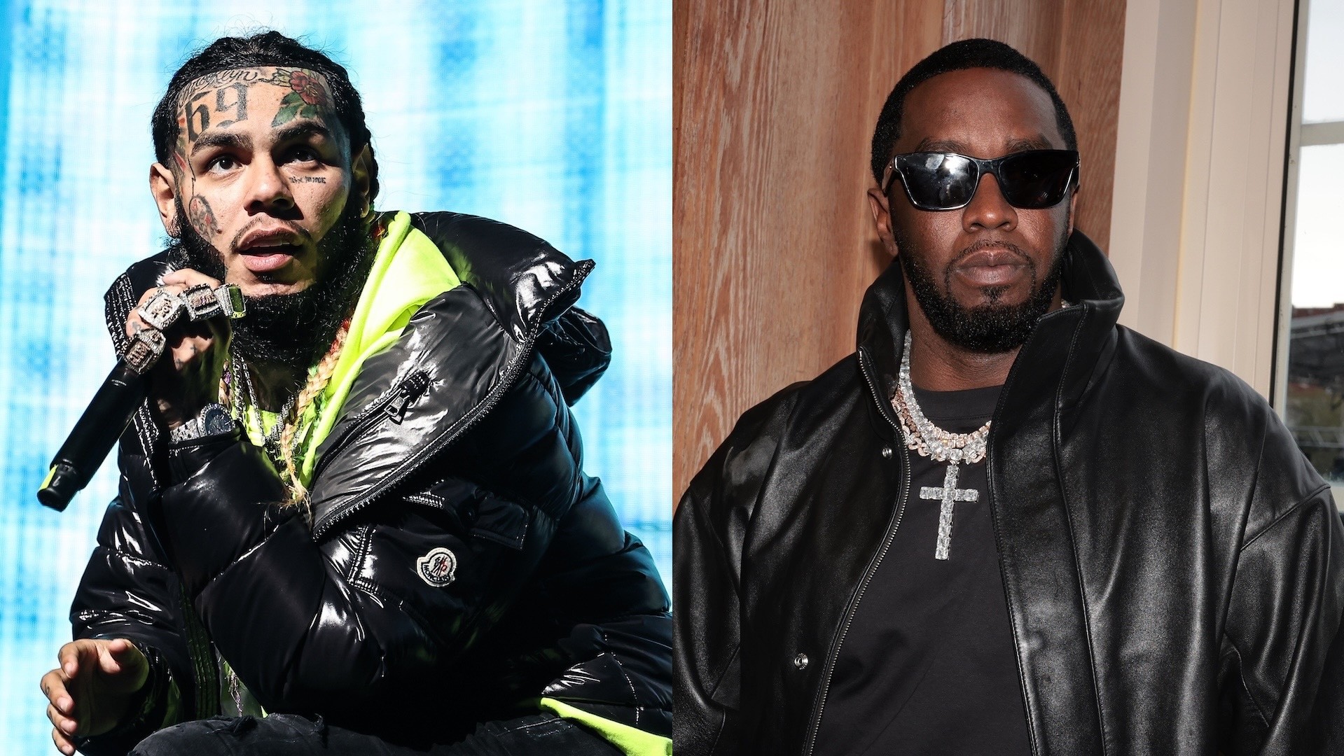 Split image of 6ix9ine and Sean "Diddy" Combs.