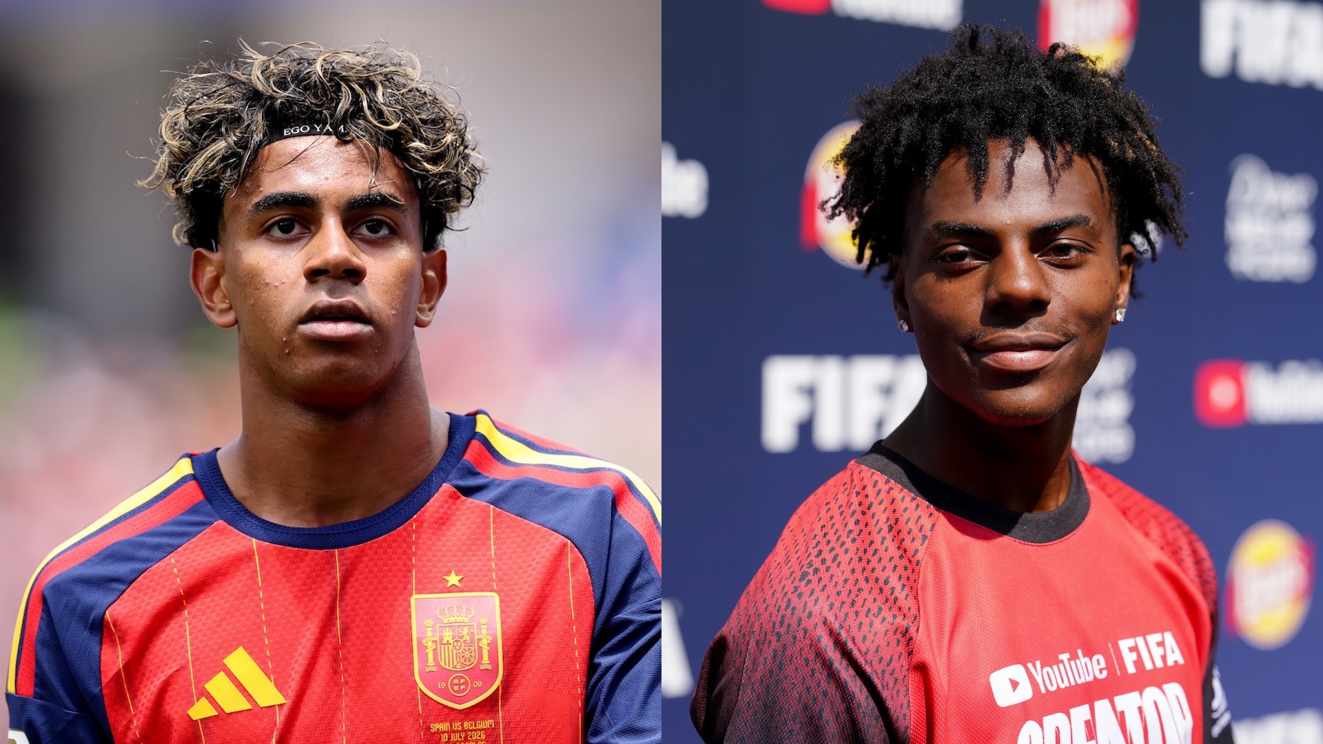 Split image of Lamine Yamal and iShowSpeed.