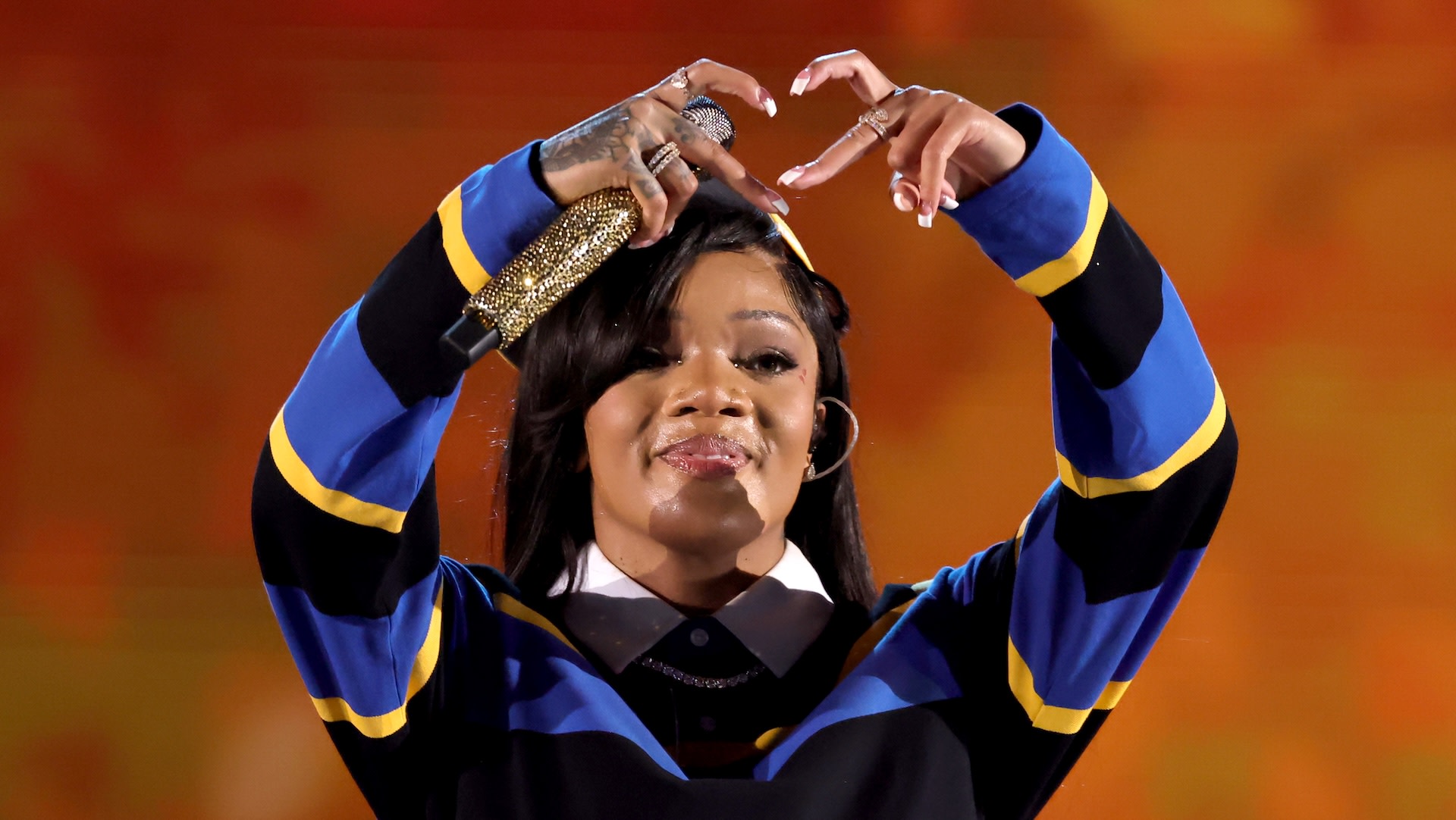 LAS VEGAS, NEVADA - SEPTEMBER 20: (FOR EDITORIAL USE ONLY) GloRilla performs onstage during the 2025 iHeartRadio Music Festival at T-Mobile Arena on September 20, 2025 in Las Vegas, Nevada.