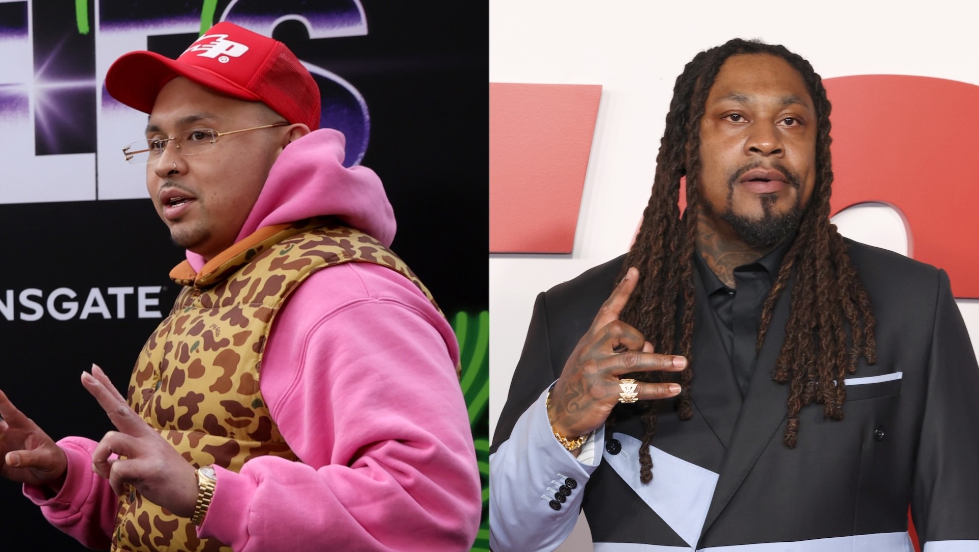 (L-R) P-Lo and Marshawn Lynch.