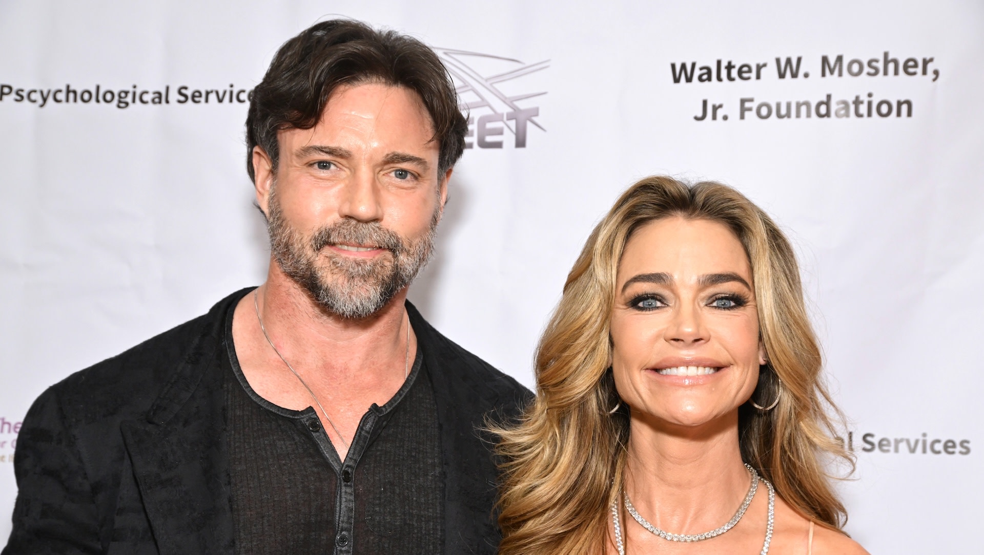 UNIVERSAL CITY, CALIFORNIA - MAY 17: (L-R) Aaron Phypers and Denise Richards attend the Jonathan Foundation's 11th annual Spring Fundraiser at Sheraton Universal Hotel on May 17, 2025 in Universal City, California.