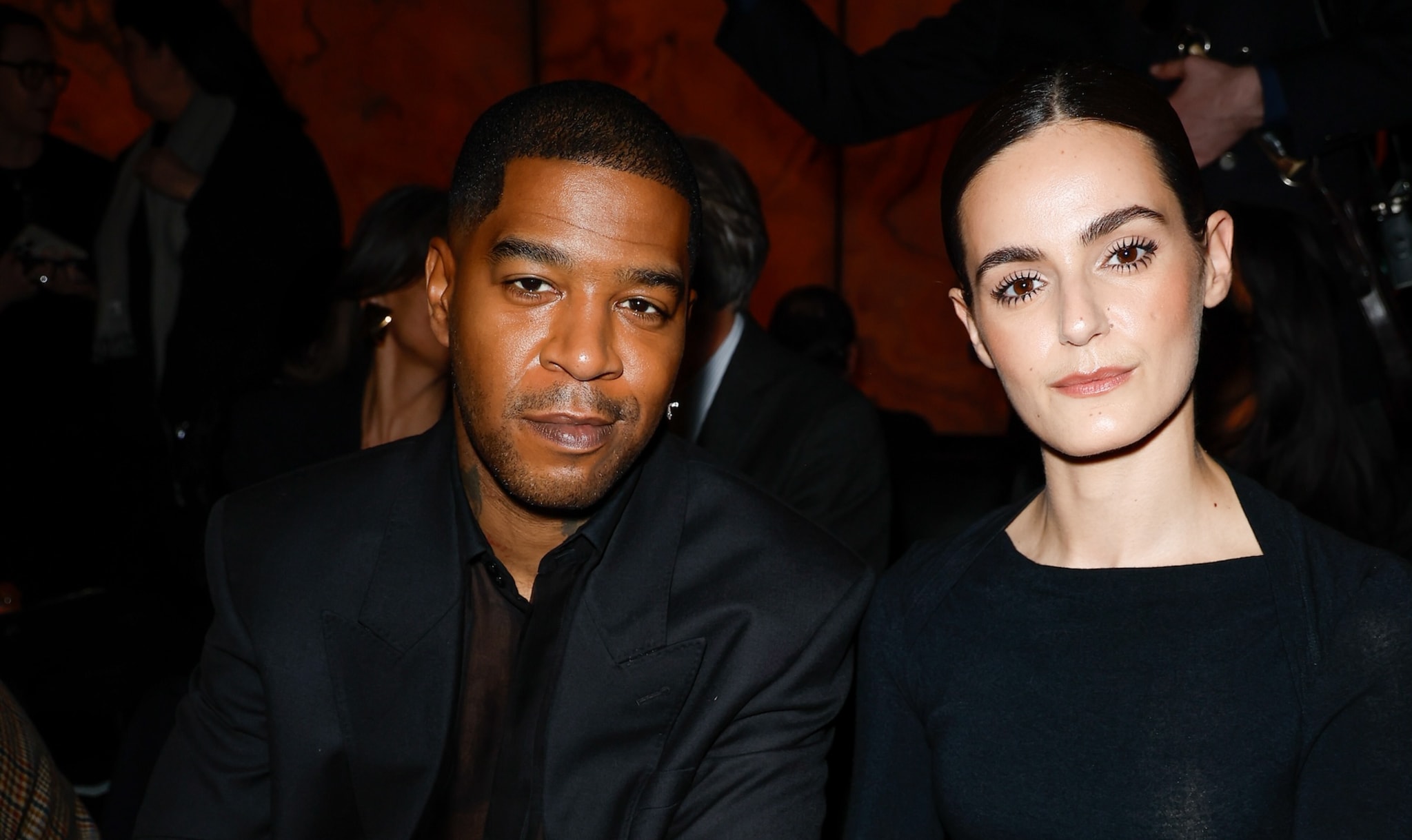 Kid Cudi and Lola Abecassis Sartore at the Saint Laurent Fall RTW 2025 fashion show as part of Paris Fashion Week on March 11, 2025 in Paris, France. 