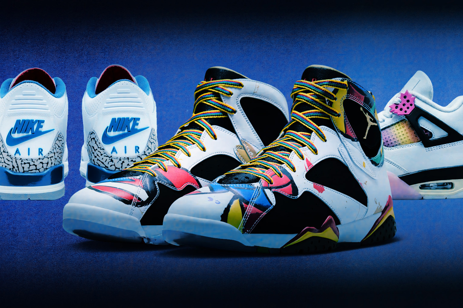 'Miro' Air Jordan 7, 'True Blue' Air Jordan 3, 'Comic' Air Jordan 4
