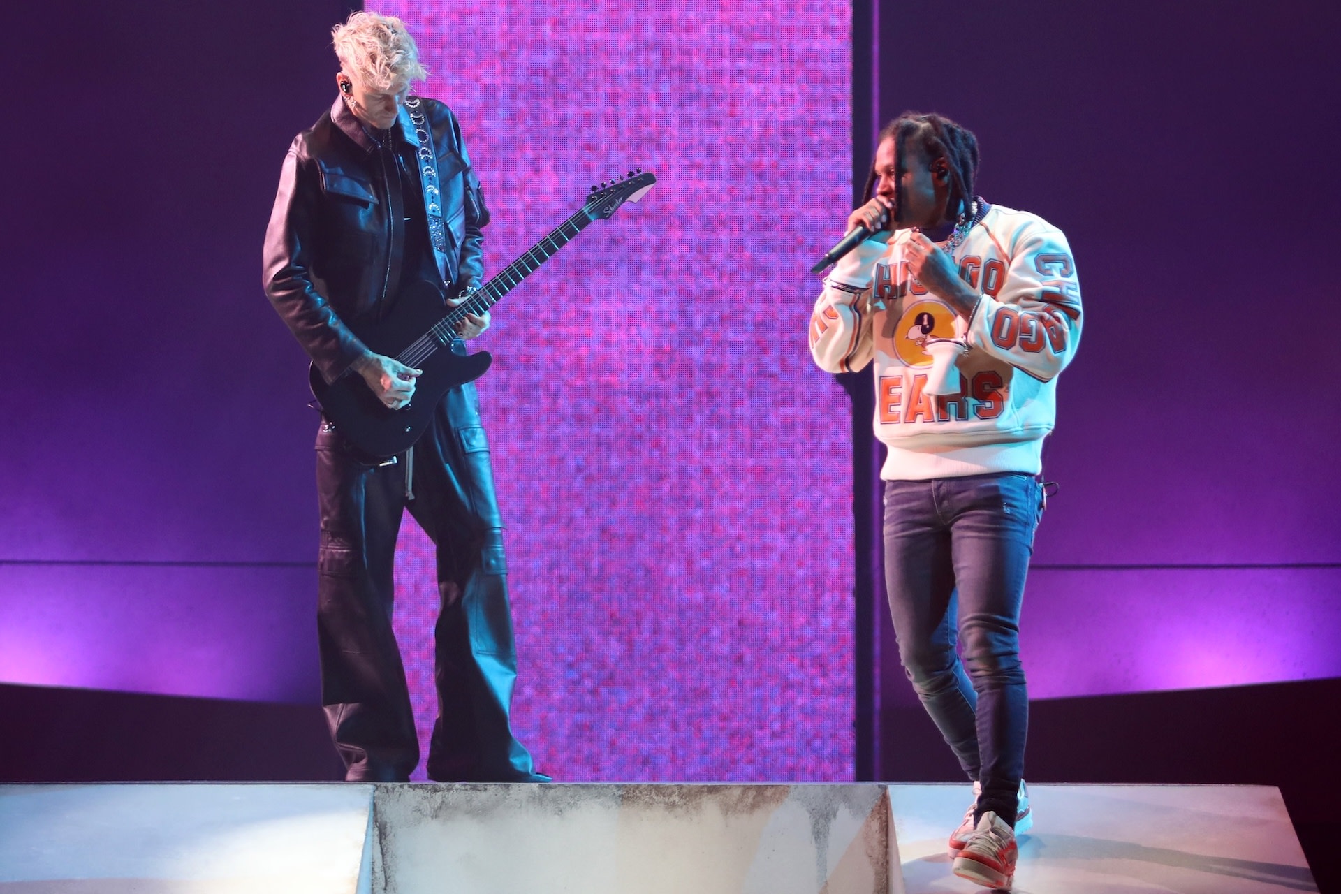 Machine Gun Kelly and Lil Durk perform at Amazon Music Live Concert Series on October 05, 2023 in Los Angeles, California. 
