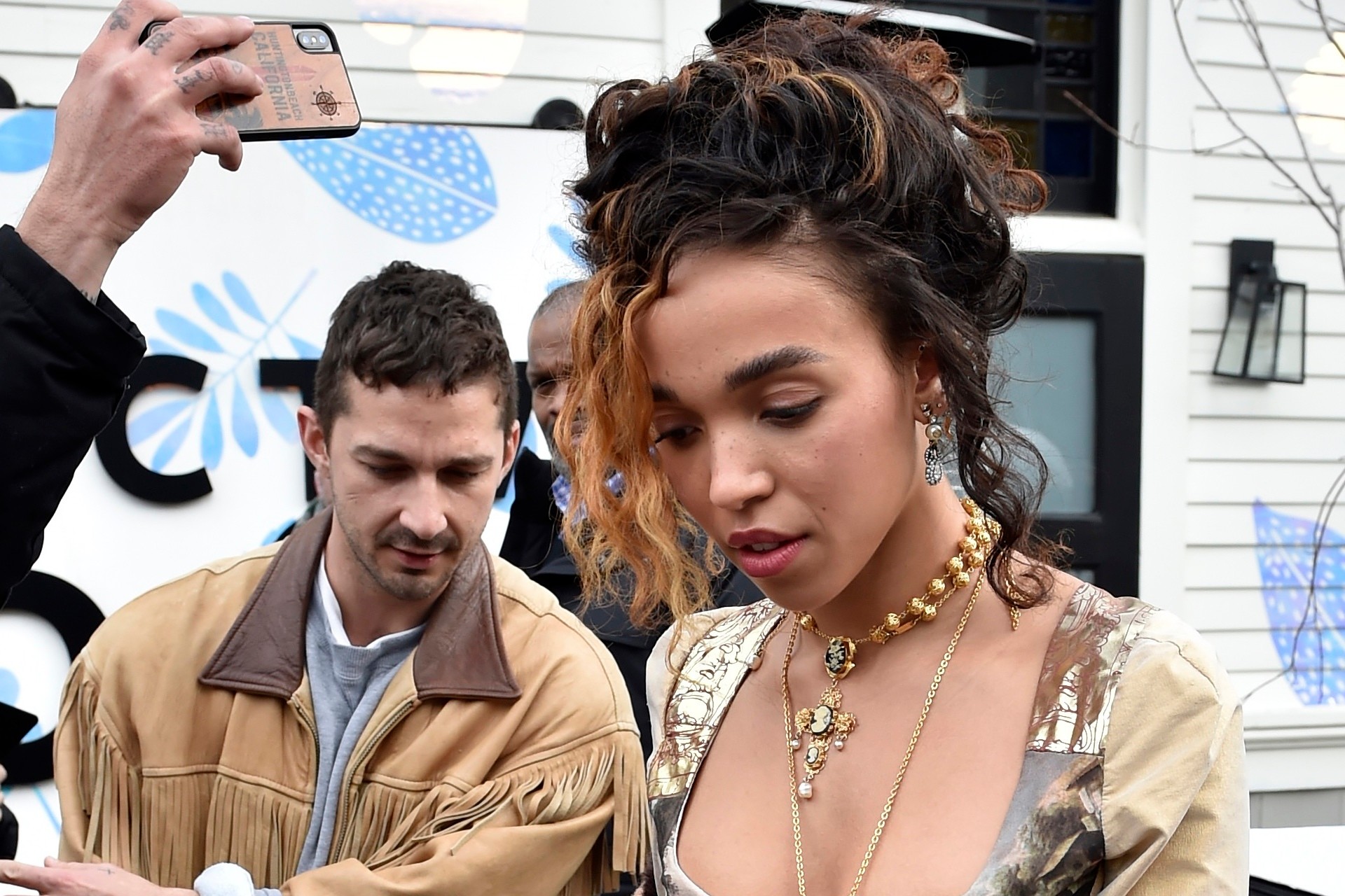 Shia LaBeouf (L) and FKA Twigs attend the 2019 Sundance Film Festival on January 25, 2019 in Park City, Utah. 
