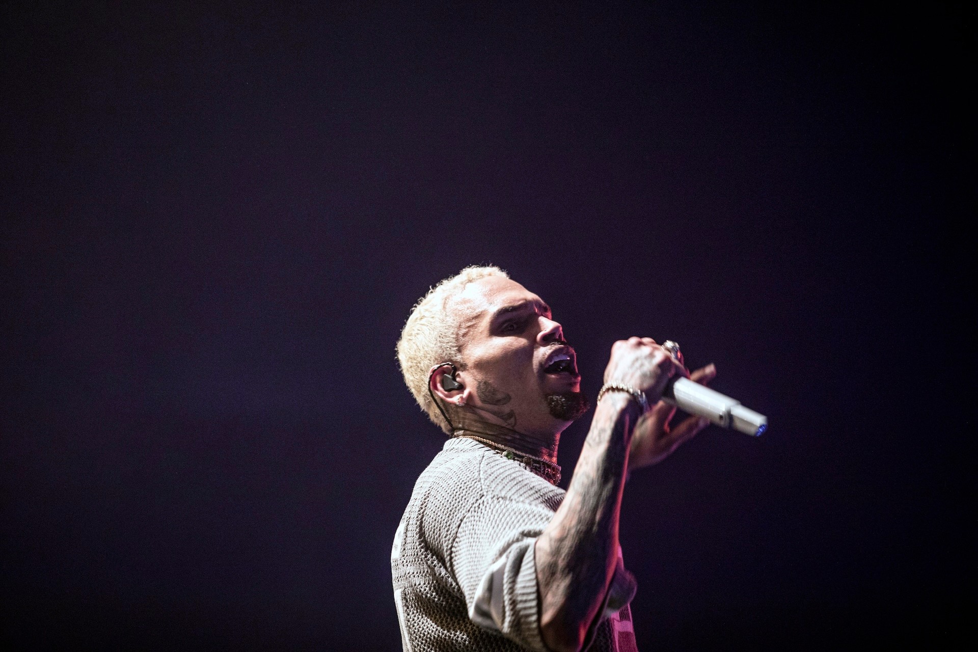 Singer Chris Brown performs at FNB stadium on December 14, 2024, in Johannesburg, South Africa. 