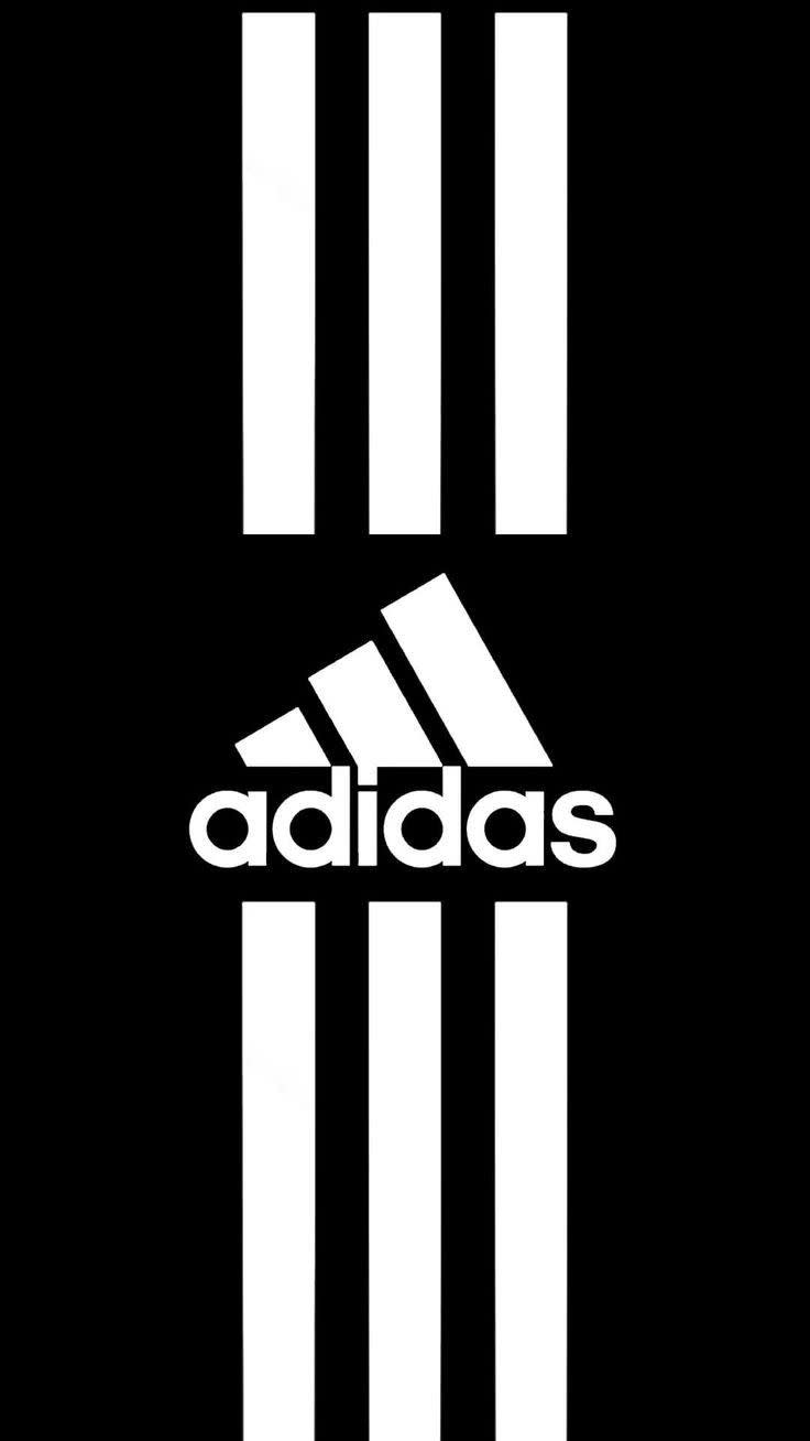 Adidas logo with three white stripes on a black background.