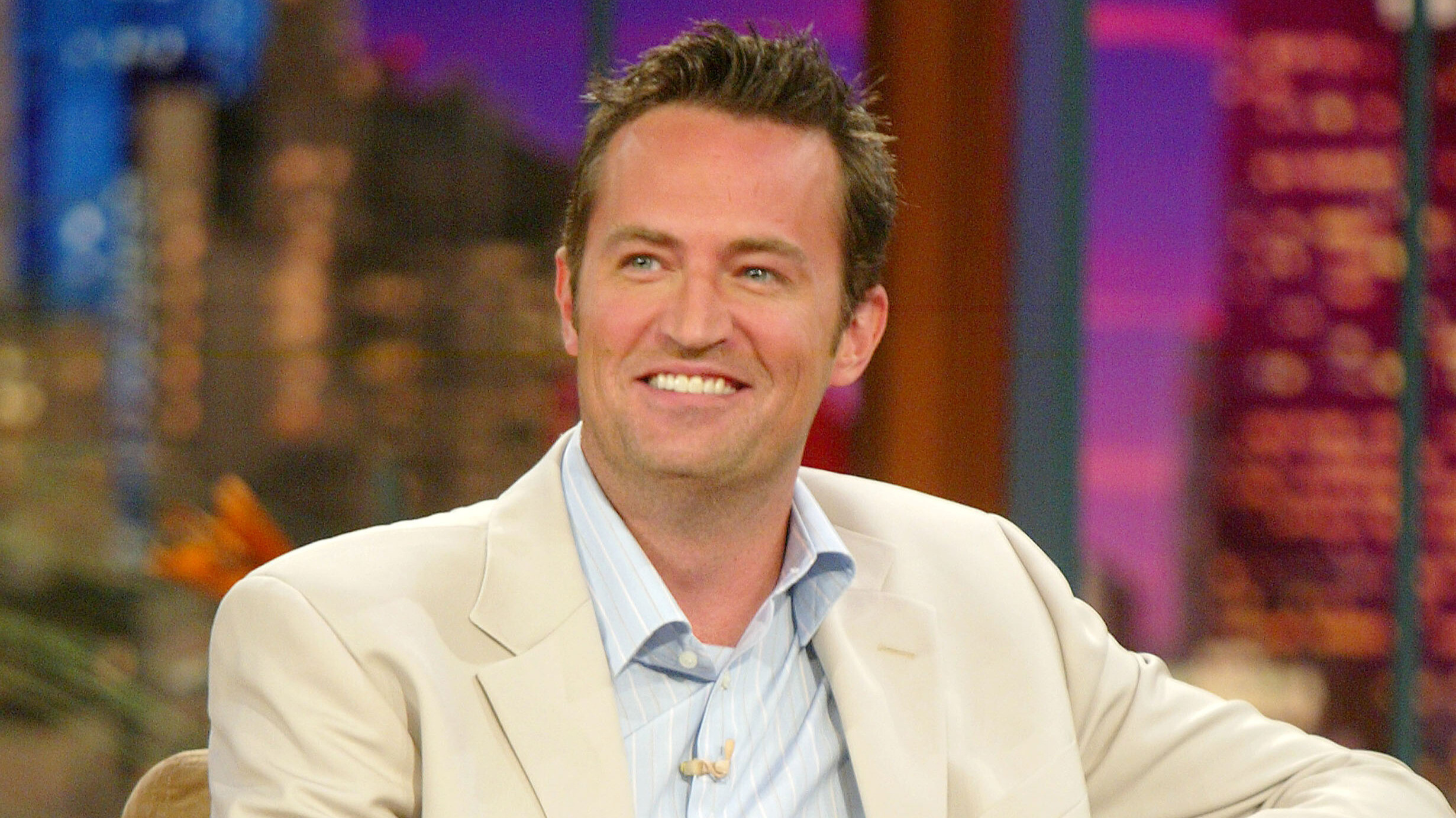 Actor Matthew Perry appears on "The Tonight Show with Jay Leno" at the NBC Studios on April 8, 2004 in Burbank, California.