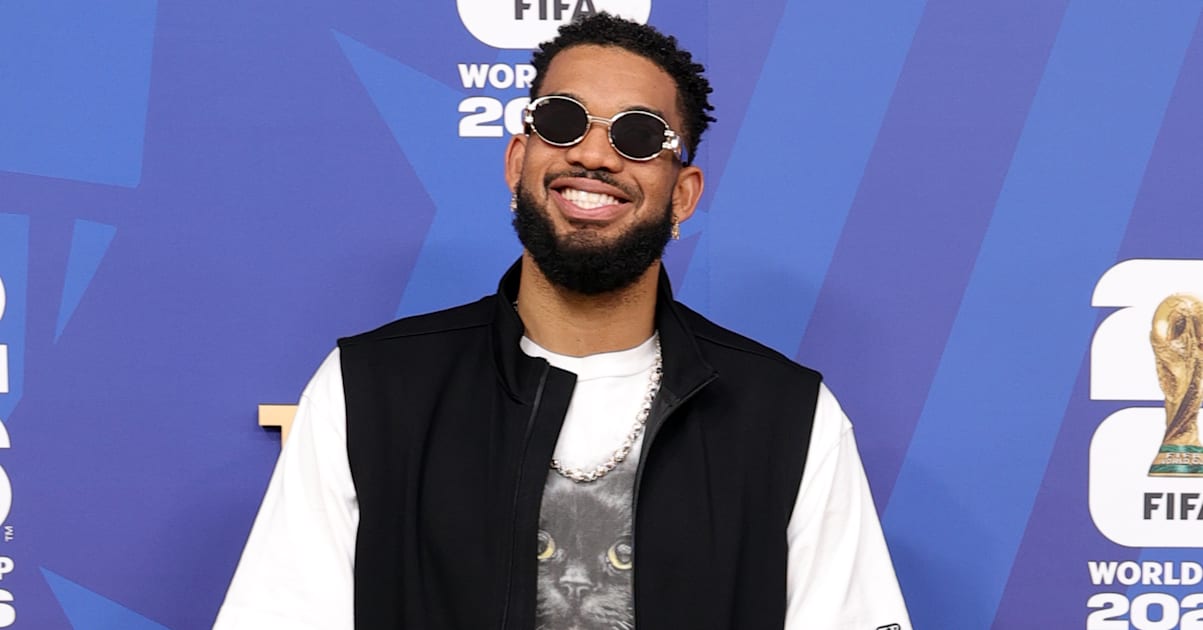 Karl-Anthony Towns Wears Custom Ralph Lauren Purple Label Tuxedo for Jordyn Woods Wedding