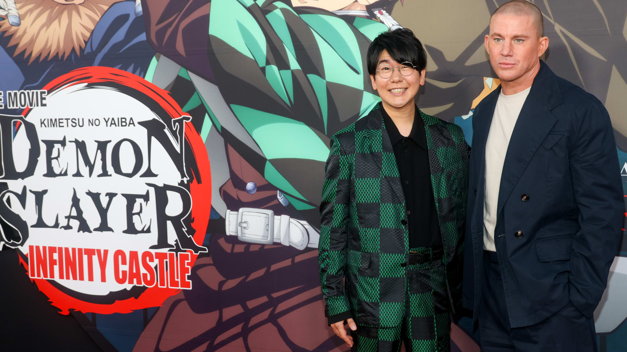 Natsuki Hanae and Channing Tatum attend Los Angeles English Dub premiere of "Demon Slayer: Kimetsu No Yaiba Infinity Castle" at TCL Chinese 6 Theatres on September 09, 2025 in Hollywood, California. 