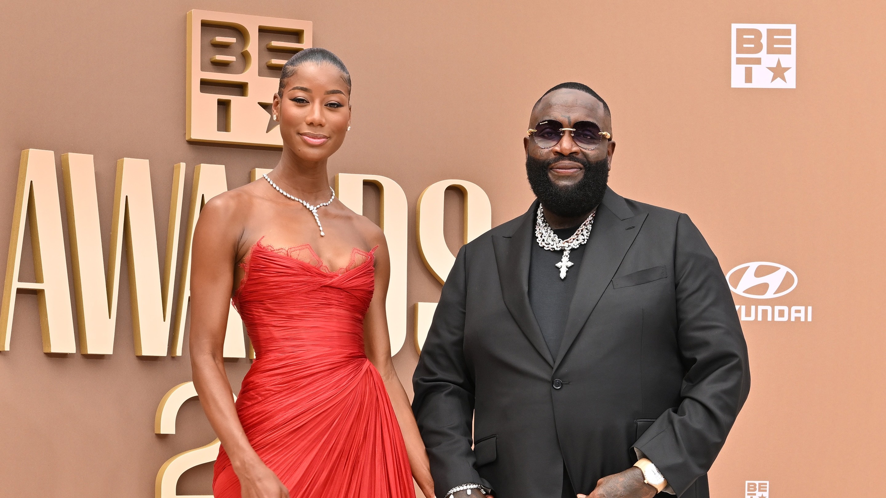 Jazzma Kendrick and Rick Ross attend the 2026 BET Awards at Peacock Theater on June 28, 2026 in Los Angeles, California. 