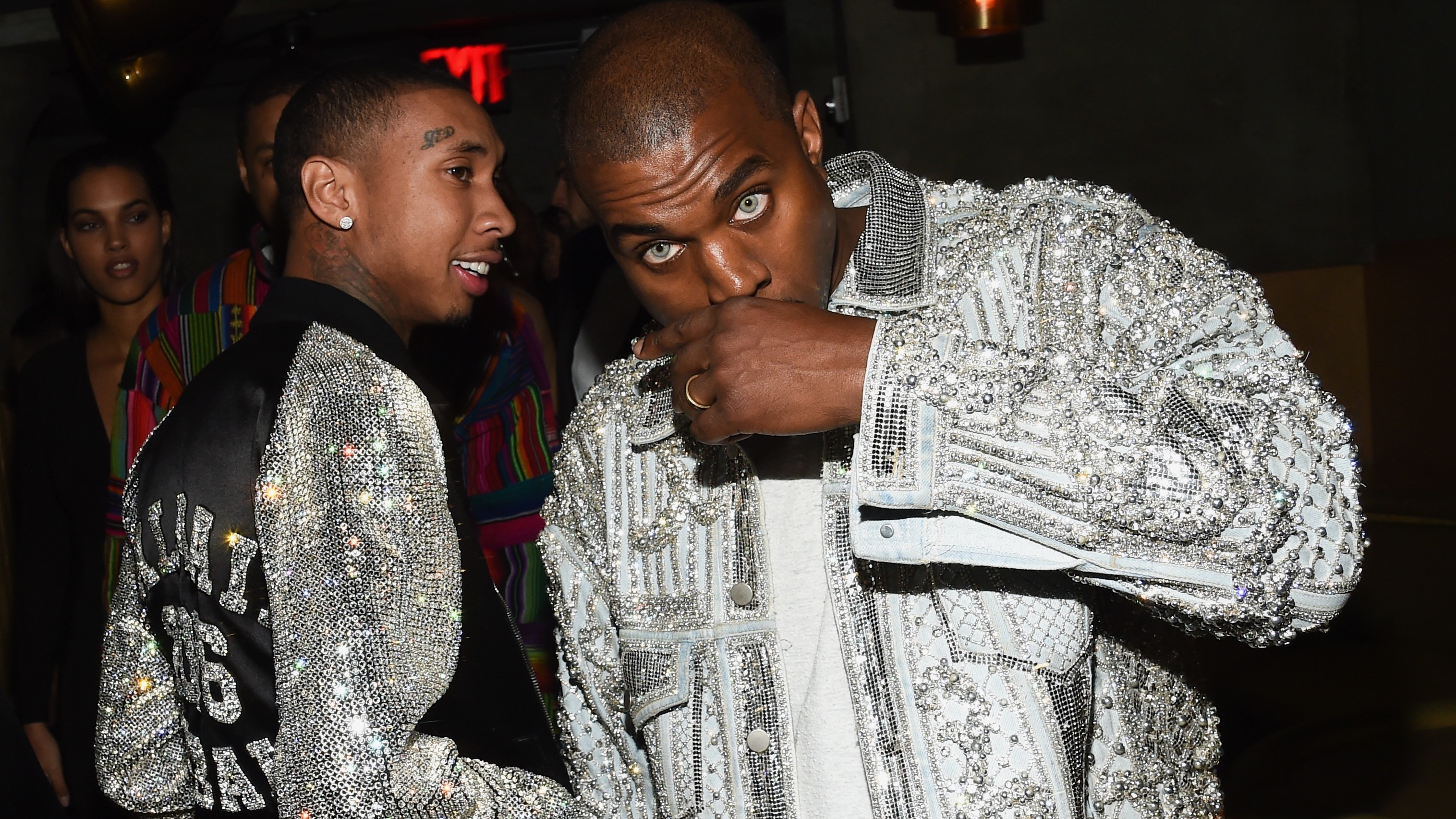 (L-R) Tyga and Kanye West.