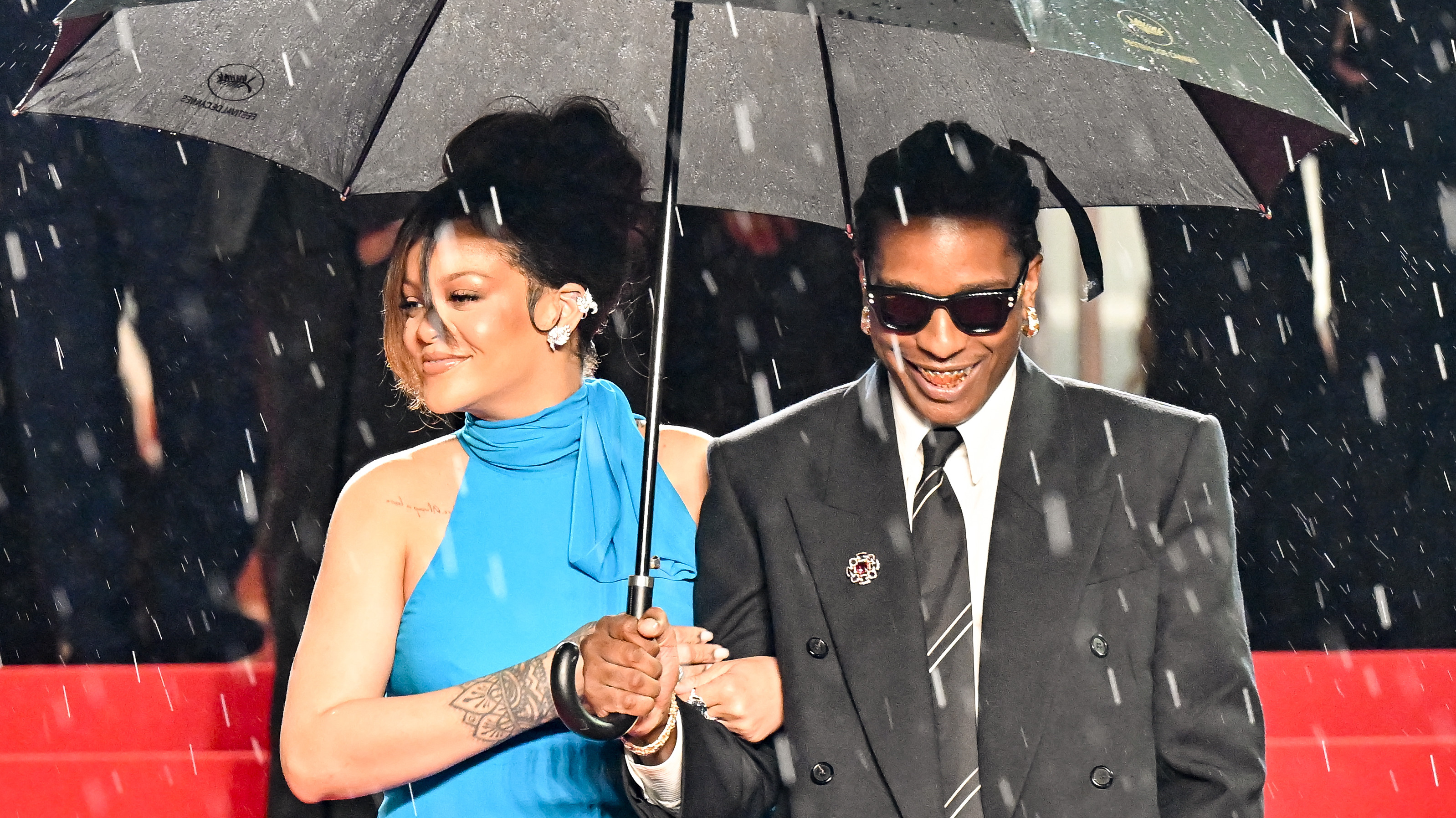 Rihanna, A$AP Rocky at the "Highest 2 Lowest" Premiere during The 78th Cannes Film Festival at Palais des Festivals on May 19, 2025 in Cannes, France. 