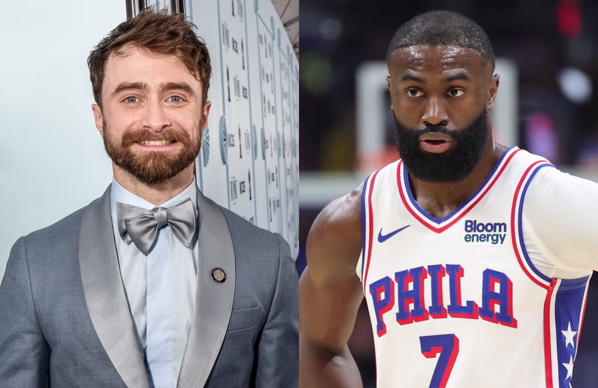 (L-R) Daniel Radcliffe and Jaylen Brown.