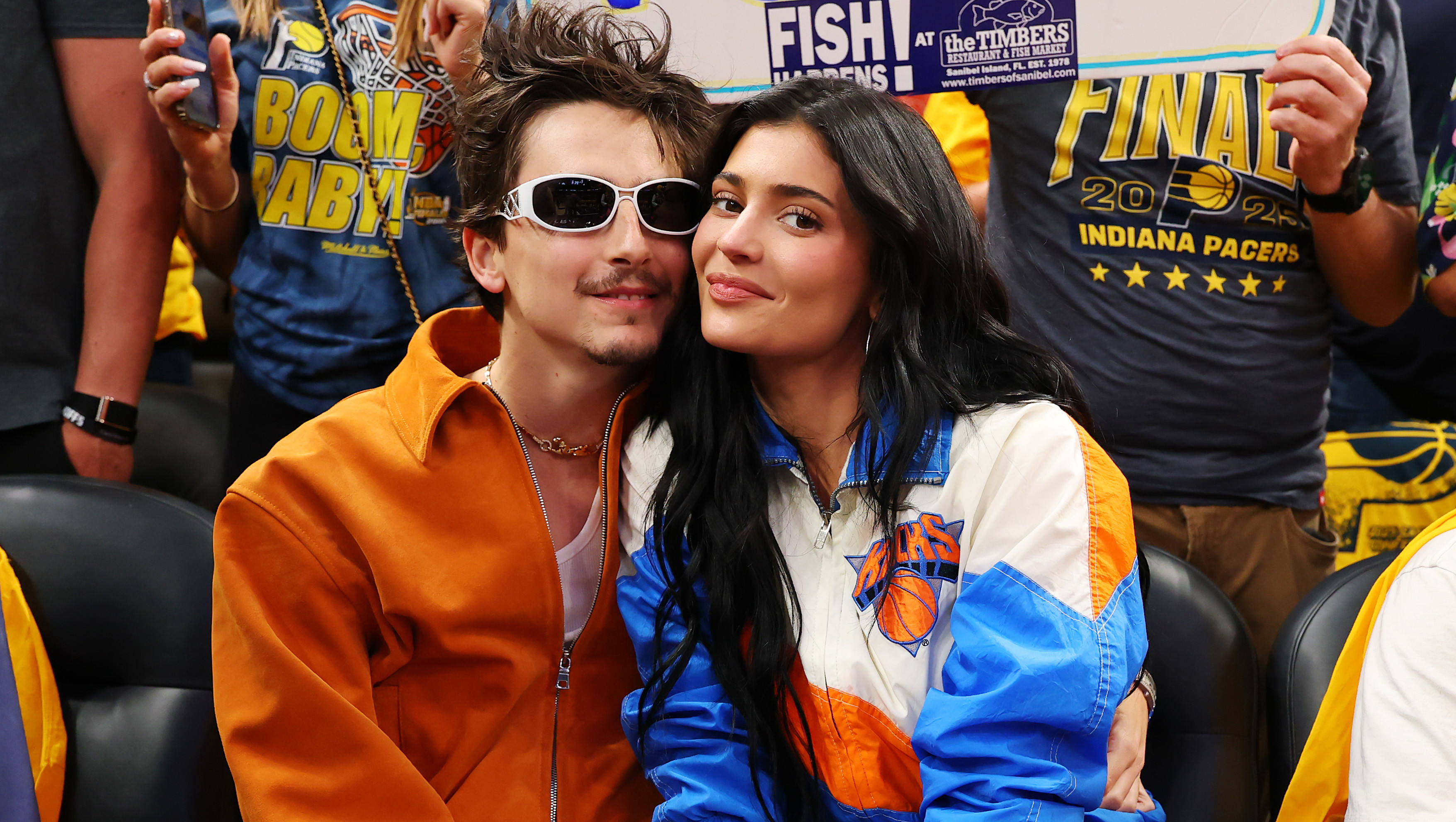 Kylie Jenner and Timothee Chalamet at the Knicks game. 