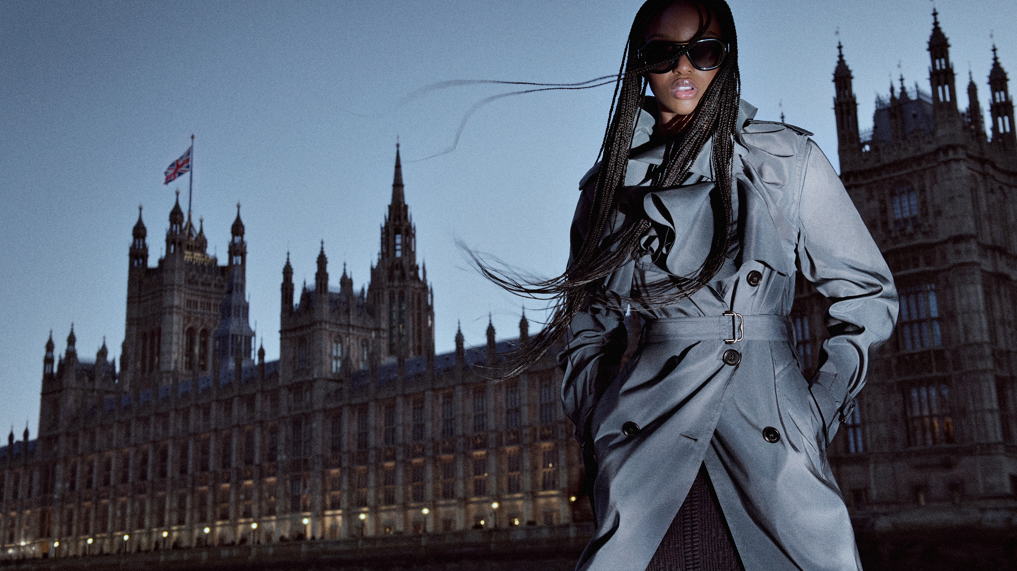 FKA Twigs stars in Burberry's new Winter 2026 campaign shot on the Thames in London, the United Kingdom.