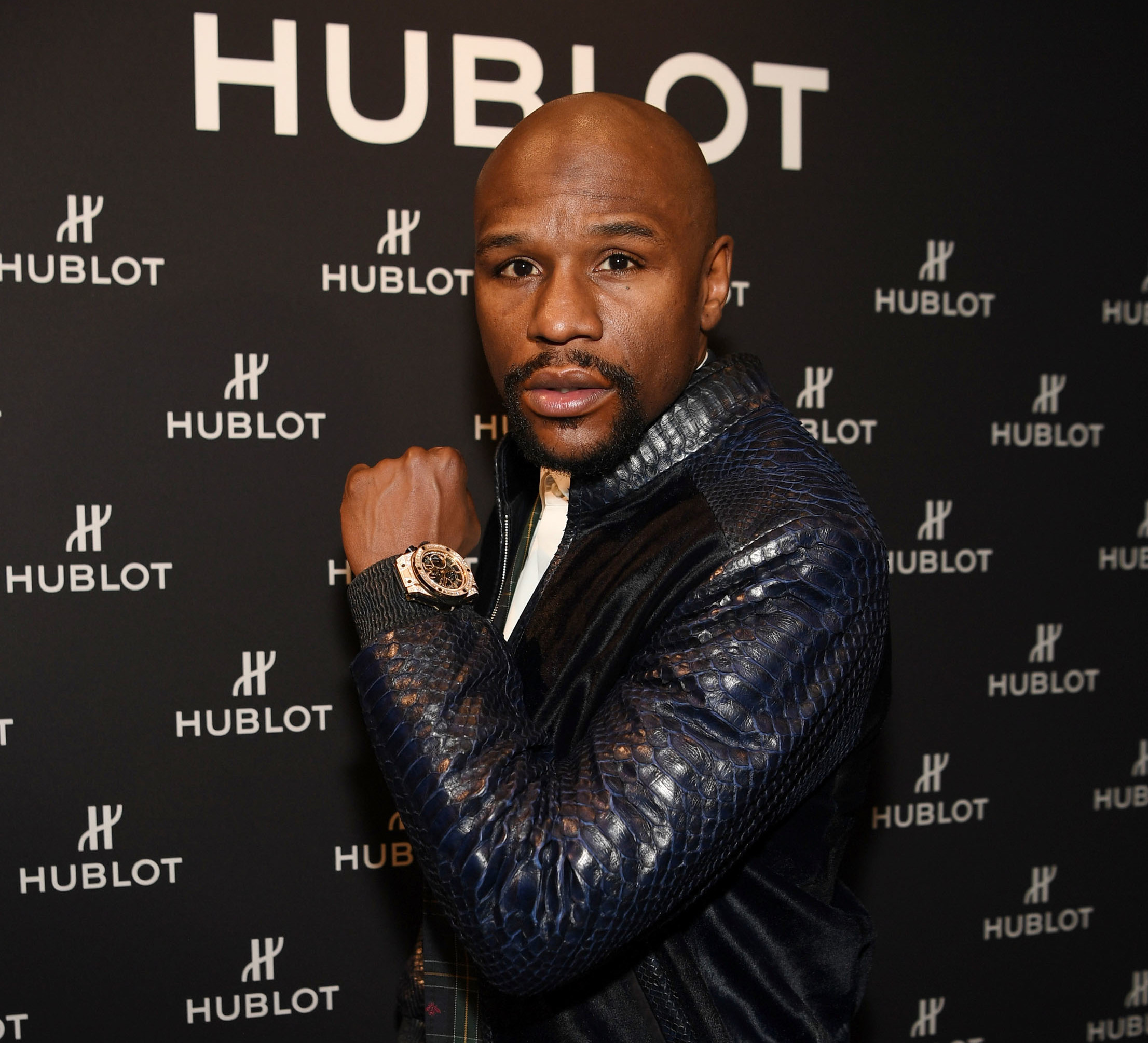 Floyd Mayweather shows off a limited edition Hublot in 2018. 