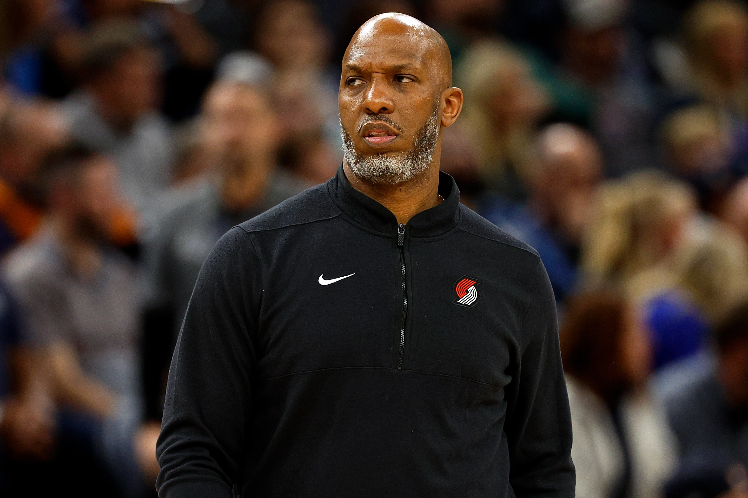 Chauncey Billups on the sideline during a Portland TrailBlazers game. 