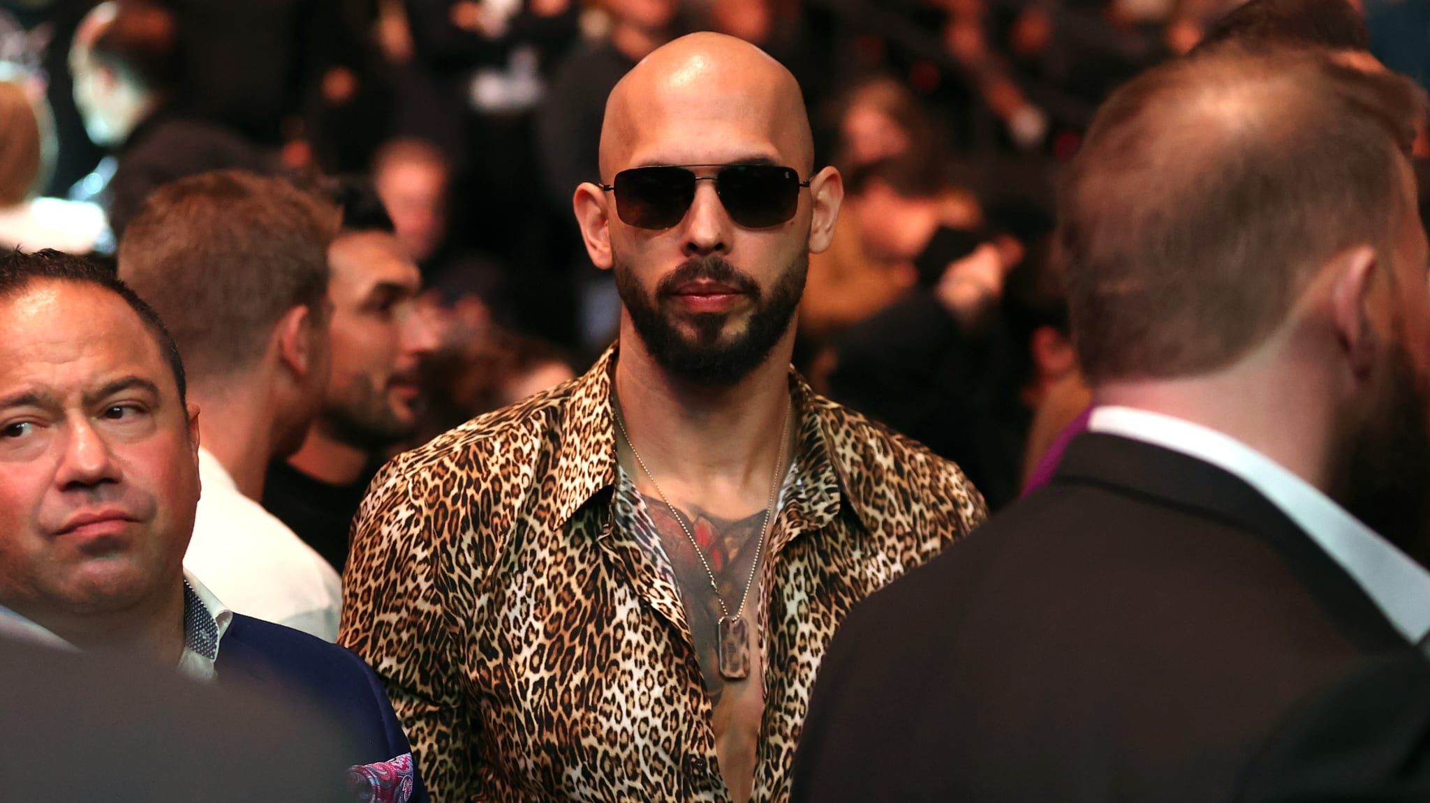  Influencer Andrew Tate attends UFC 313 at T-Mobile Arena on March 08, 2025 in Las Vegas, Nevada. 