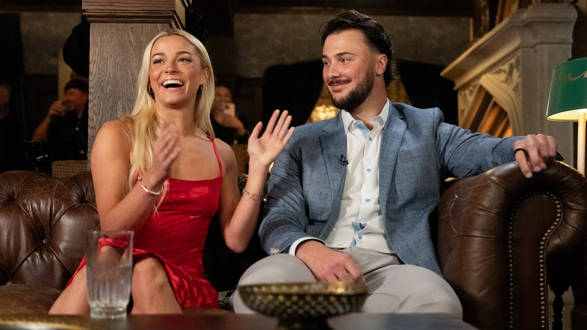 Paul Skenes of the Pittsburgh Pirates reacts to being named 2024 National League Rookie of the Year with his girlfriend Olivia Dunne during the ROY 2024 National League Jackie Robinson Rookie of the Year Award Announcement