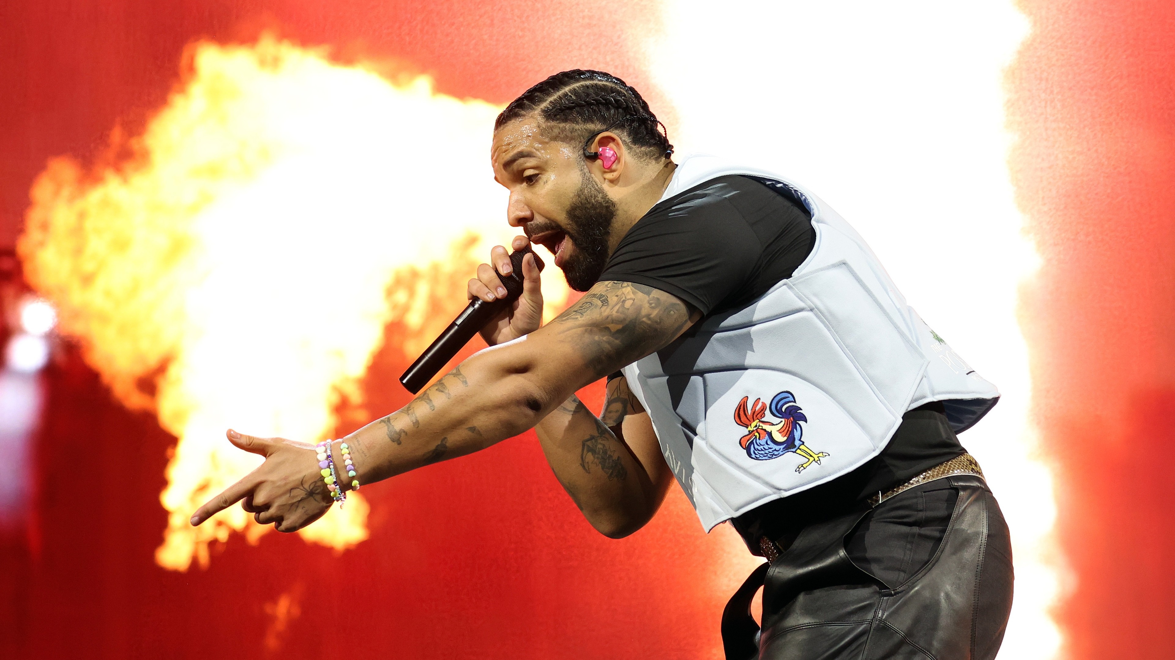Rapper Drake is seen during the FIFA World Cup 2026 Round Of 32 match between Portugal and Croatia at Toronto Stadium on July 02, 2026 in Toronto, Ontario. 