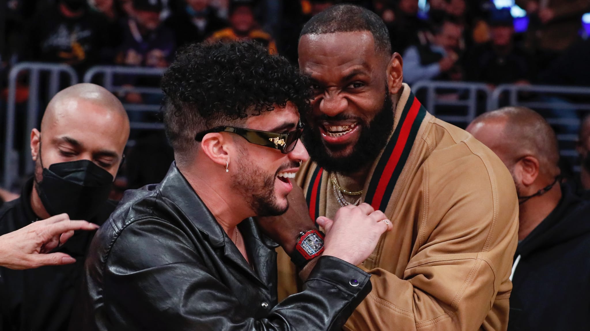 (L-R) Bad Bunny and LeBron James.