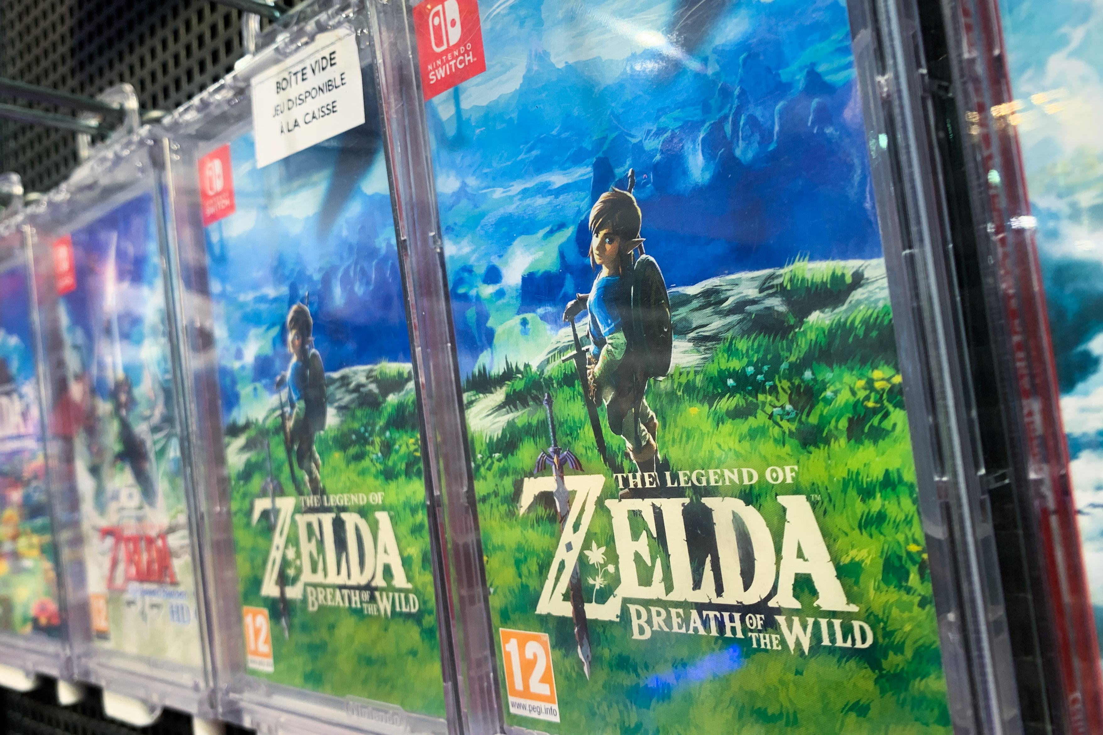 The Legend of Zelda: Breath of the Wild Nintendo Switch game is seen in a store in Nice, France on May 29, 2023.