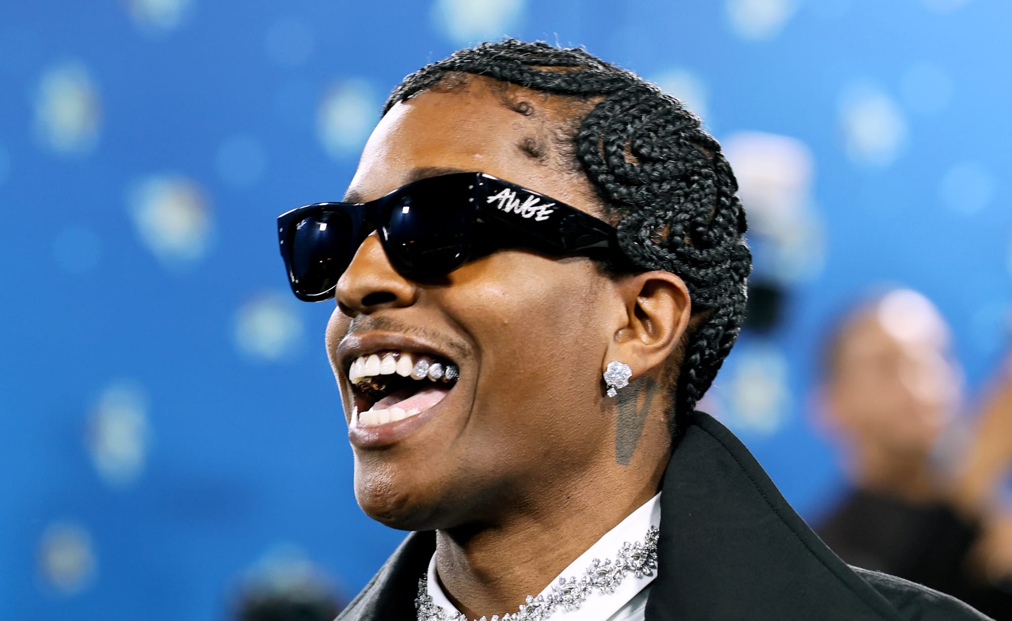 ASAP Rocky iced-out Ray-Ban Wayfarers at the 2025 Met Gala.