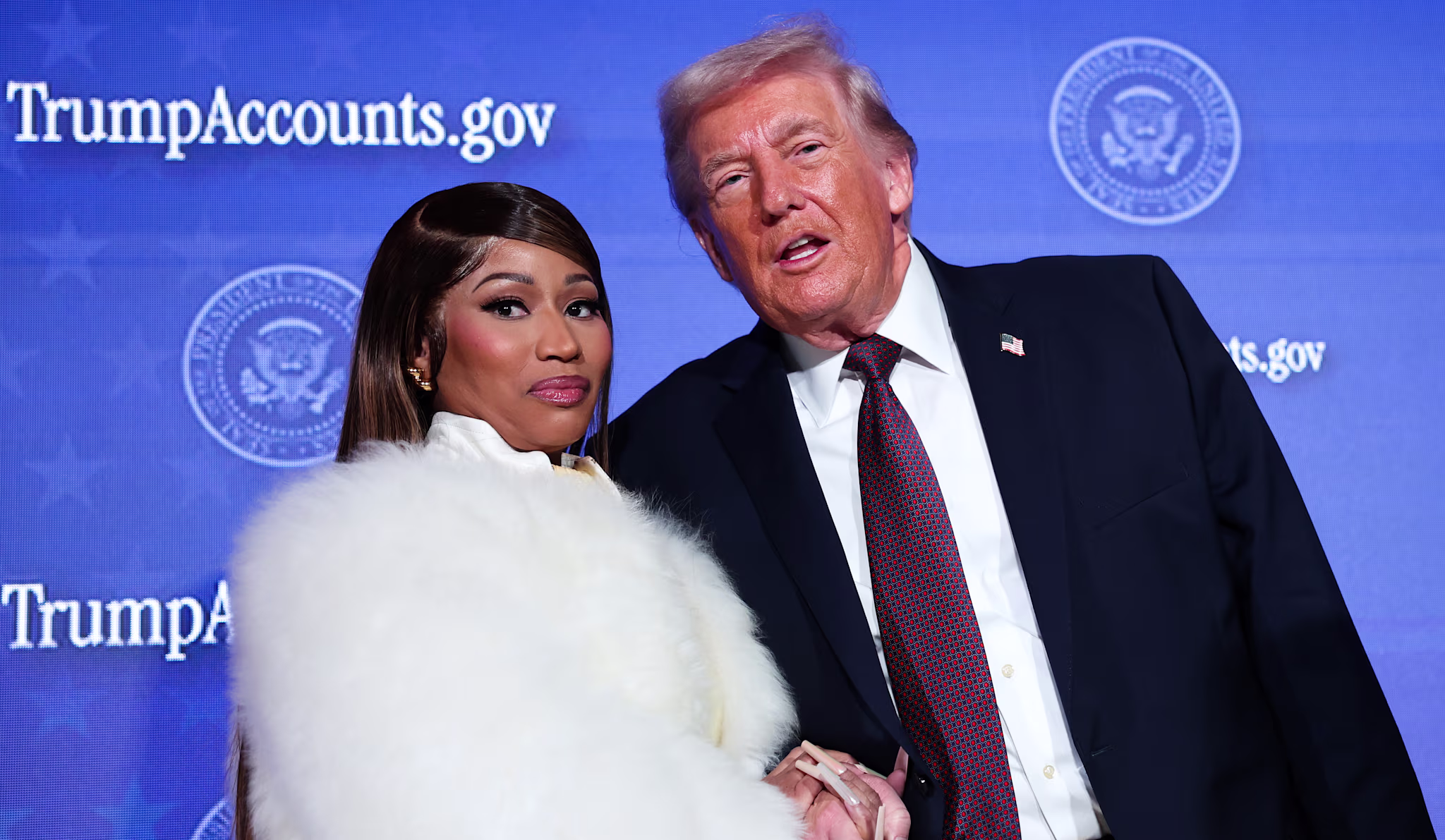 (L-R) Nicki Minaj and Donald Trump.