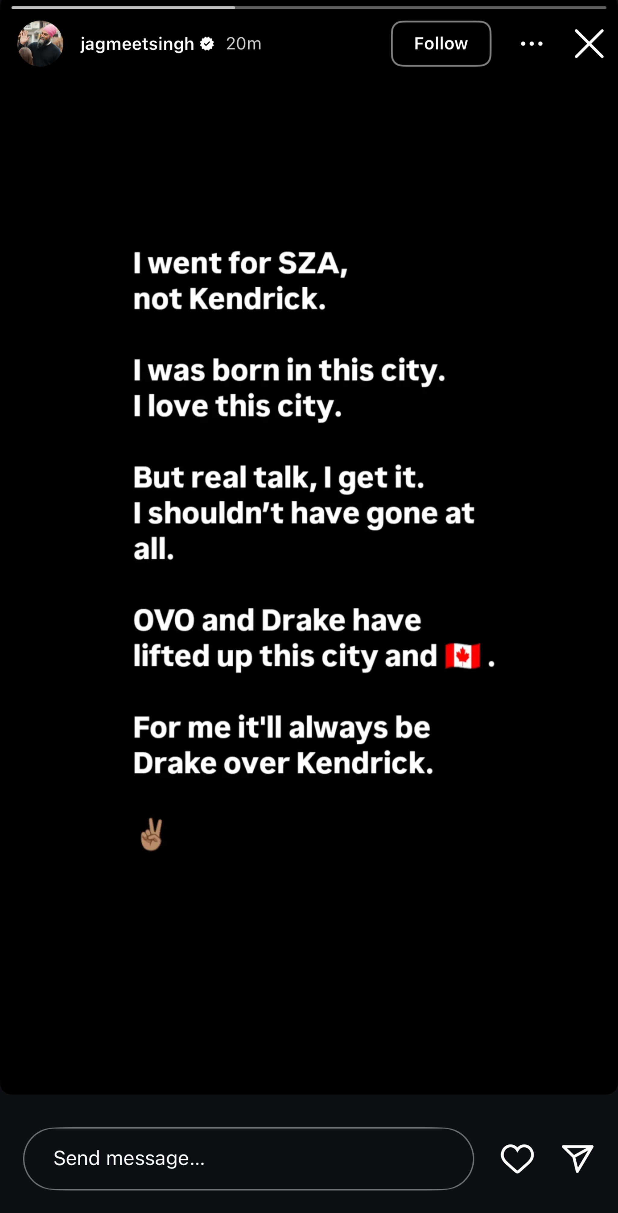 Jagmeet Singh Apologizes to Drake After Attending Kendrick Lamar Concert