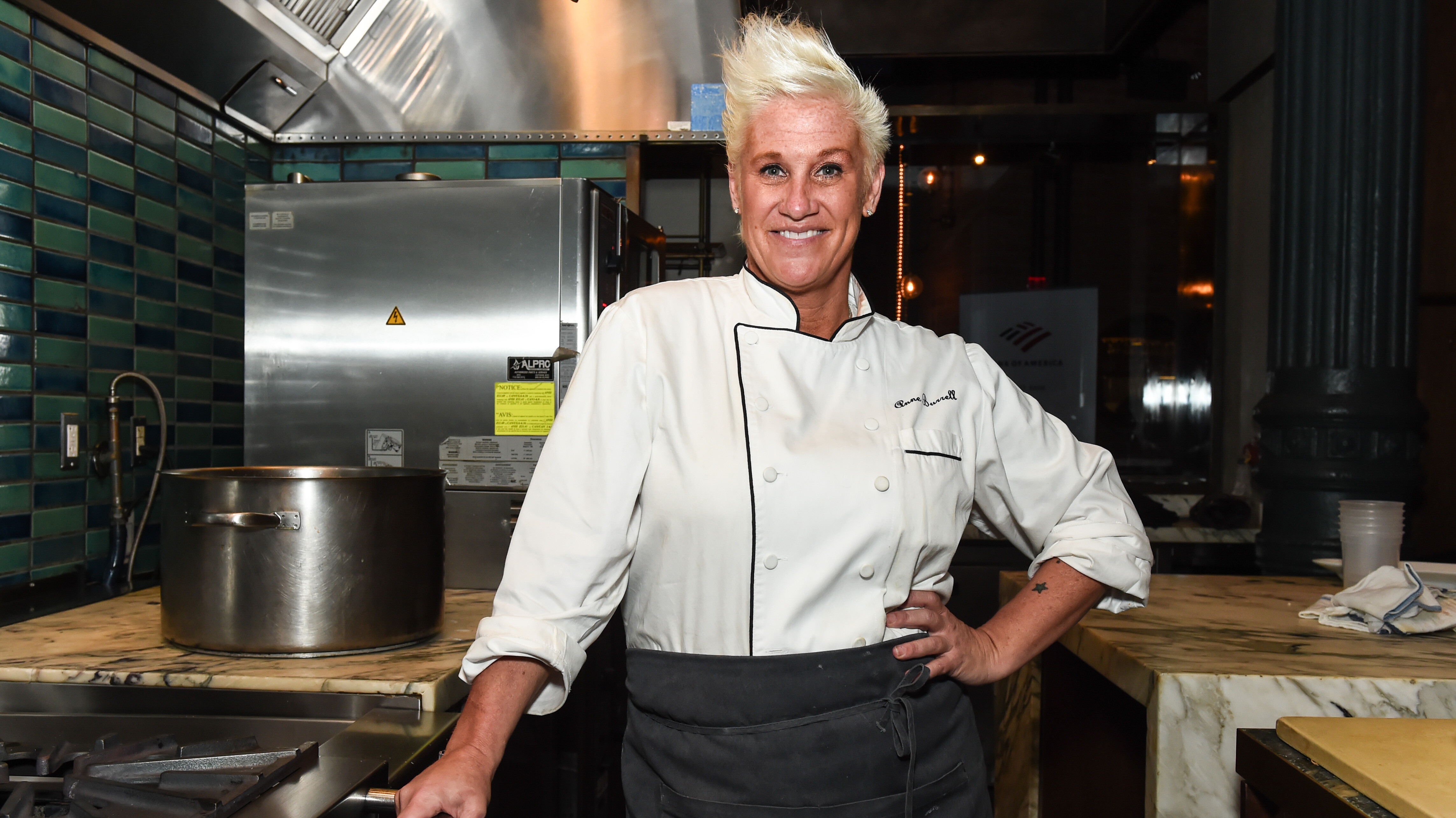 Chef Anne Burrell poses during the Food Network & Cooking Channel New York City Wine & Food Festival presented by Capital One - Dinner with Anne Burrell and Marc Murphy part of the Bank of America Dinner Series at Chefs Club on October 10, 2019 in New York City.