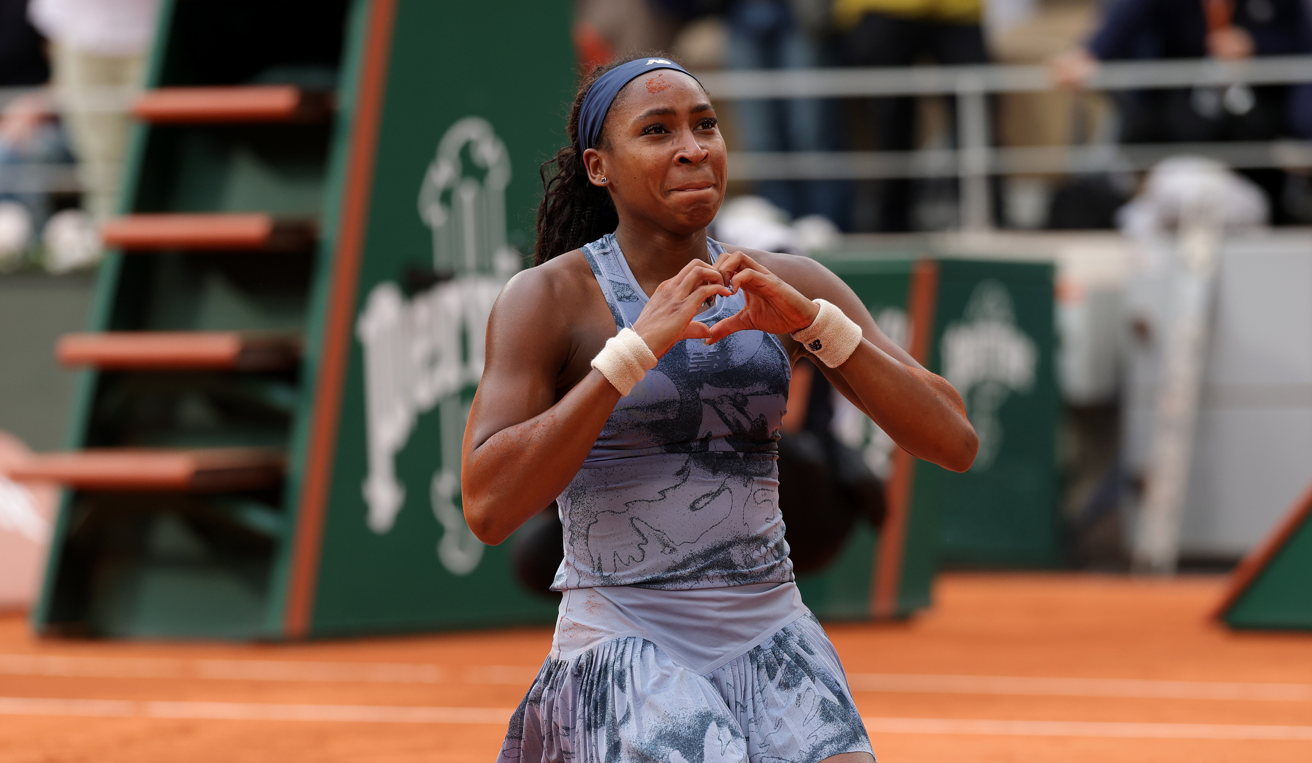 Coco Gauff celebrates winning against Aryna Sabalenka during the Women’s Singles Final match on French Open at Roland Garros on June 07, 2025 in Paris.