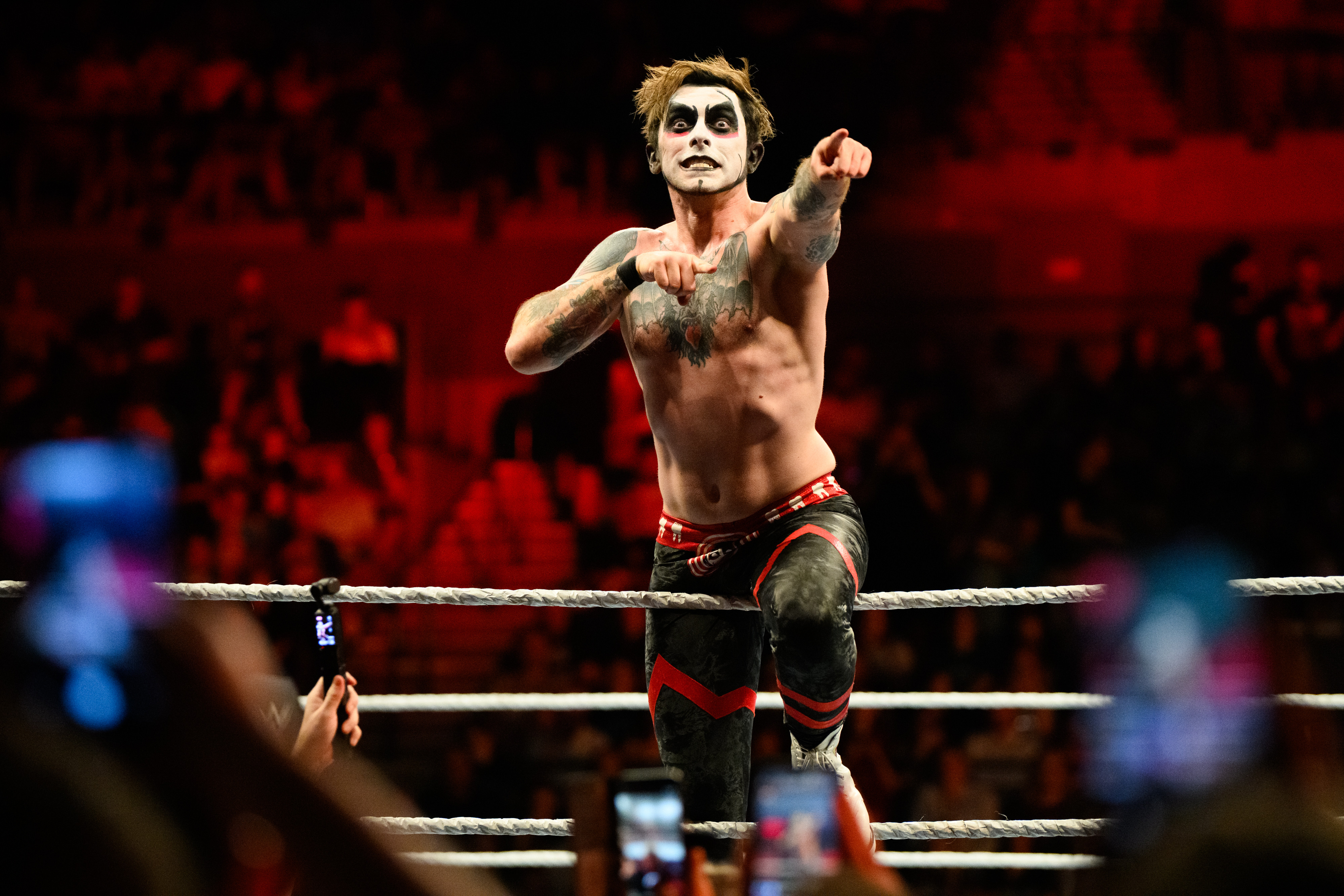 Danhausen celebrates after a match in Liverpool, England. 