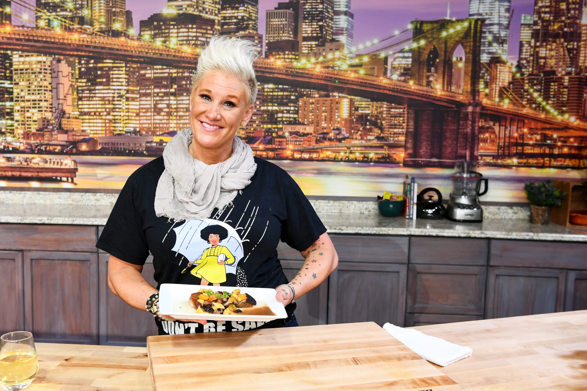 Chef Anne Burrell presents onstage during Food Network & Cooking Channel New York City Wine & Food Festival in 2018.