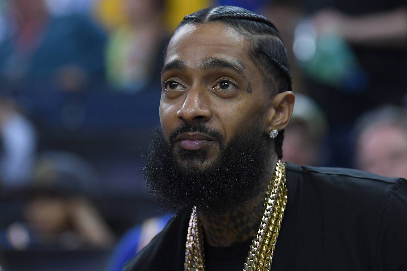 Nipsey Hussle on stage at the BET Experience in Los Angeles