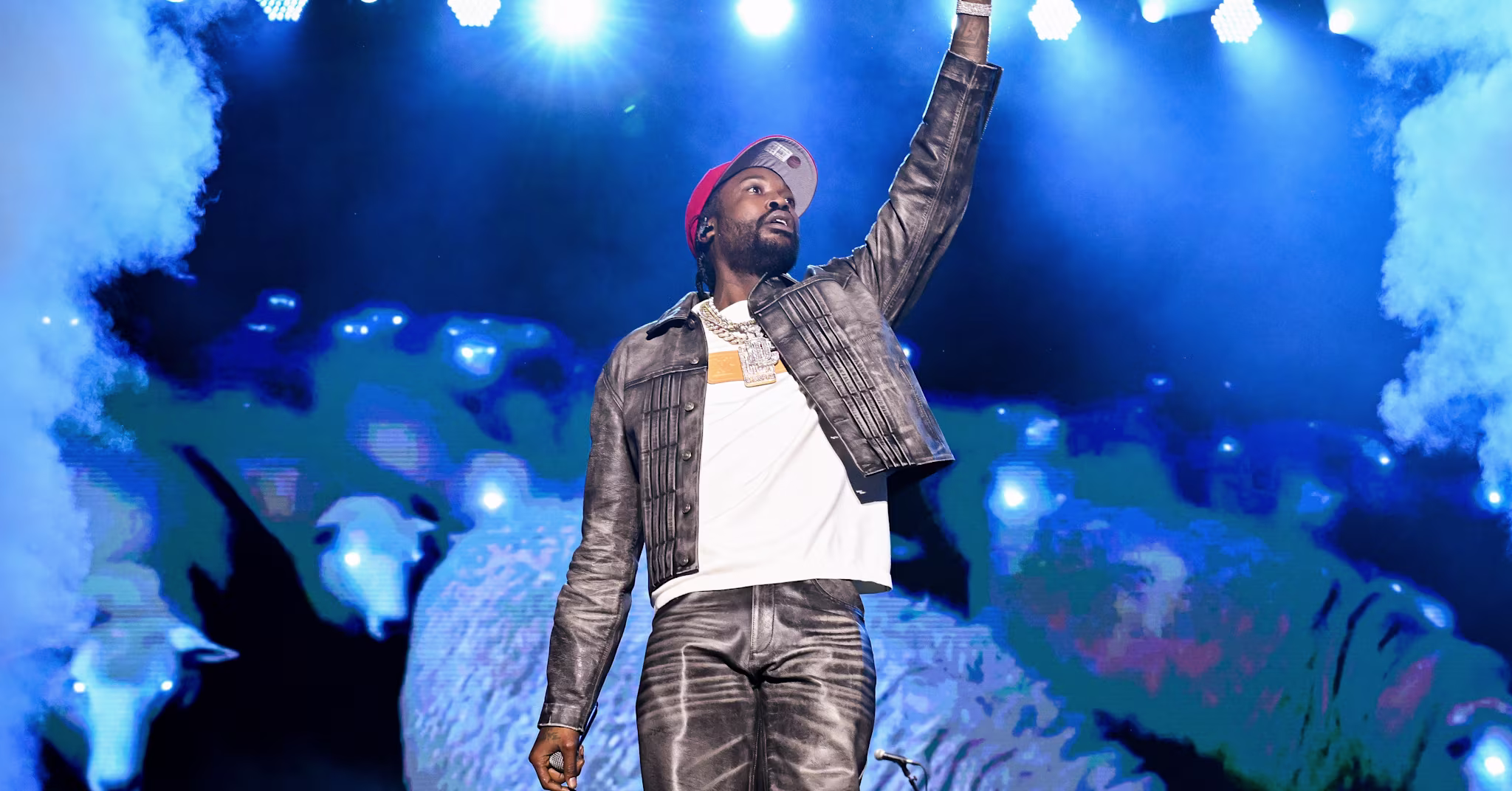 Meek Mill performs at the 2025 Roots Picnic.