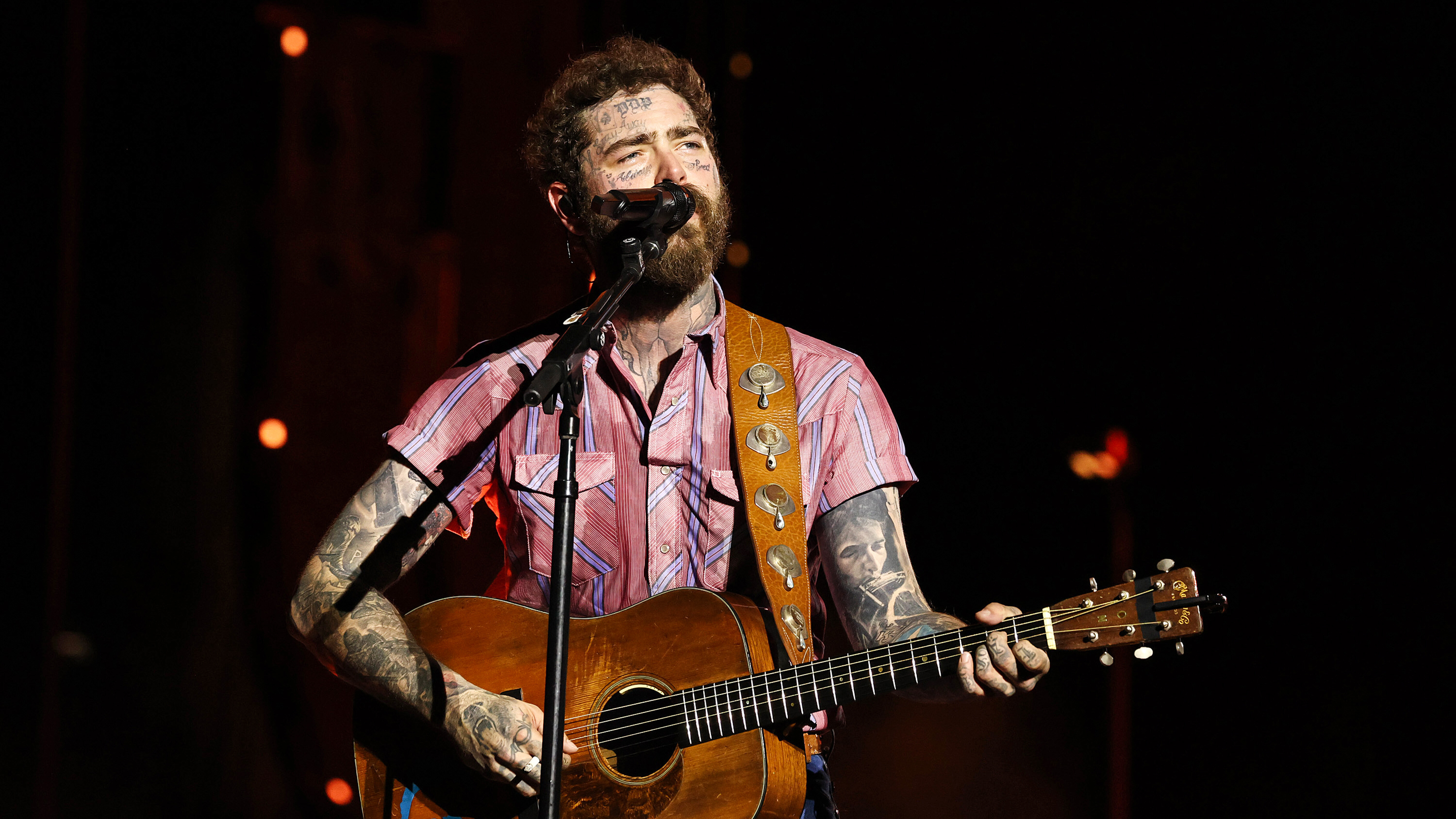 Post Malone performs during his "The BIG ASS Stadium Tour" at Citi Field on June 04, 2025 in New York City.