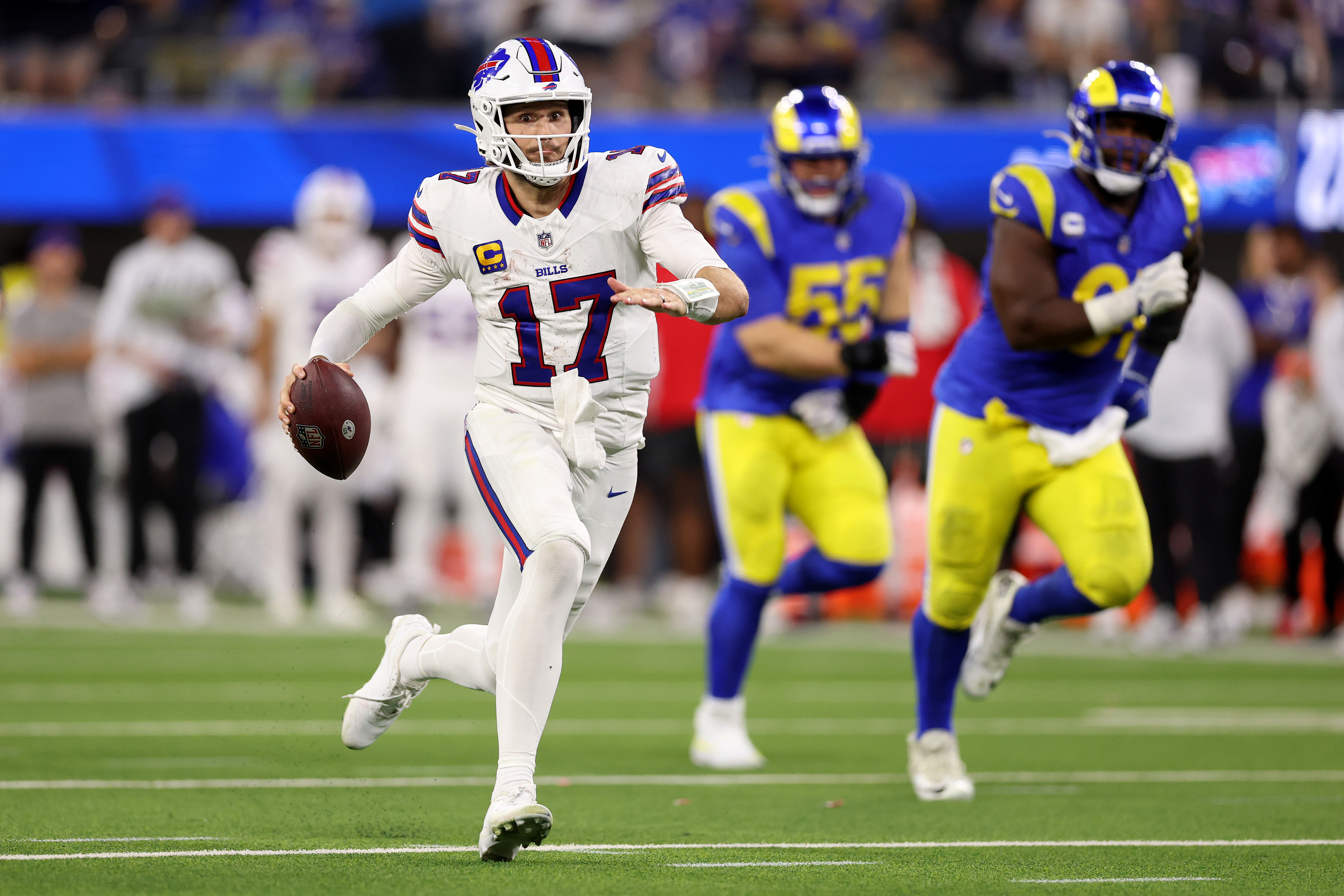 Josh Allen scrambles for a first down during the Buffalo Bills win over the Los Angeles Rams on Monday Night Football. 
