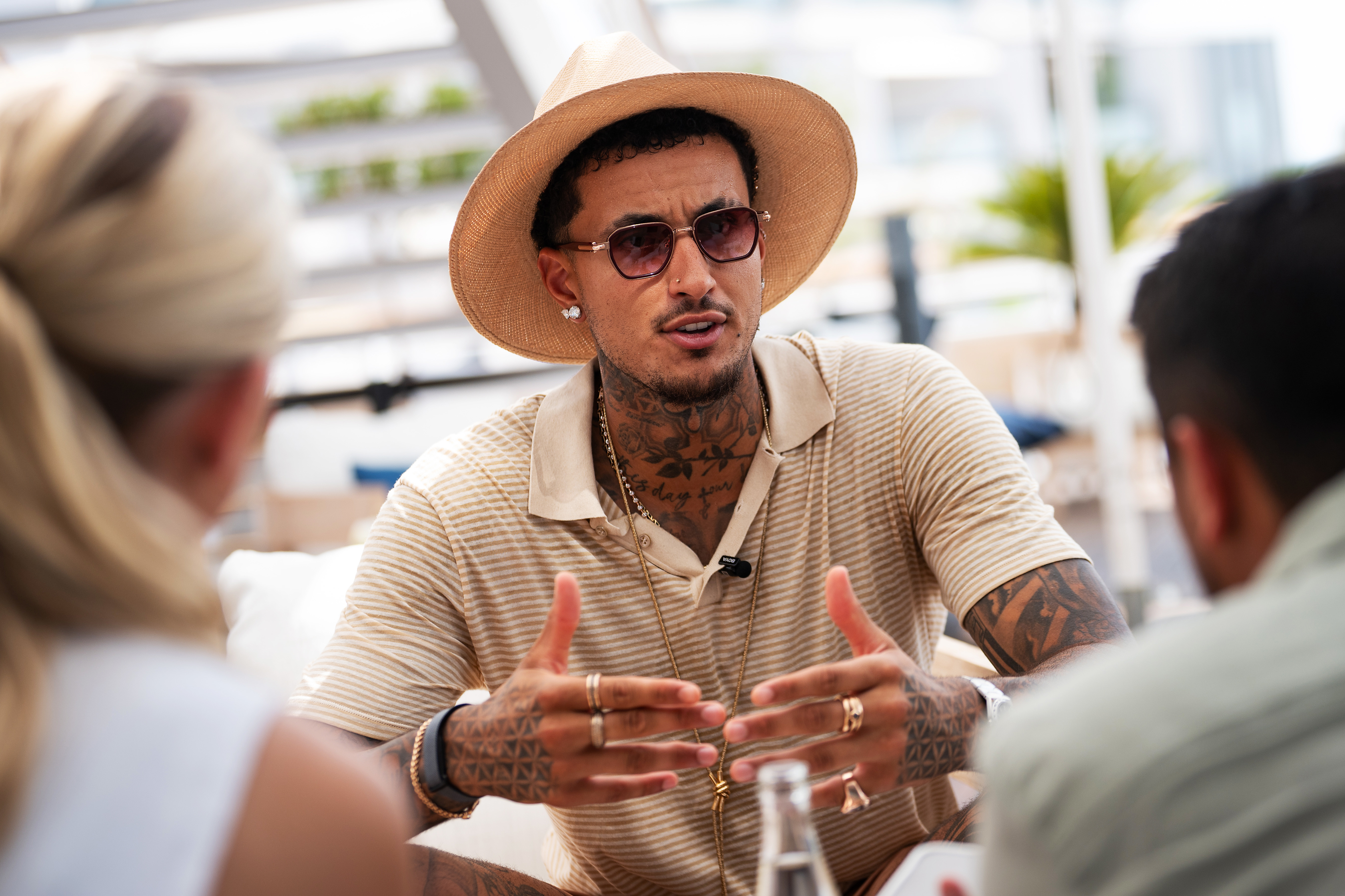 Kyle Kuzma chats at the E1 Monaco in July 2026. 