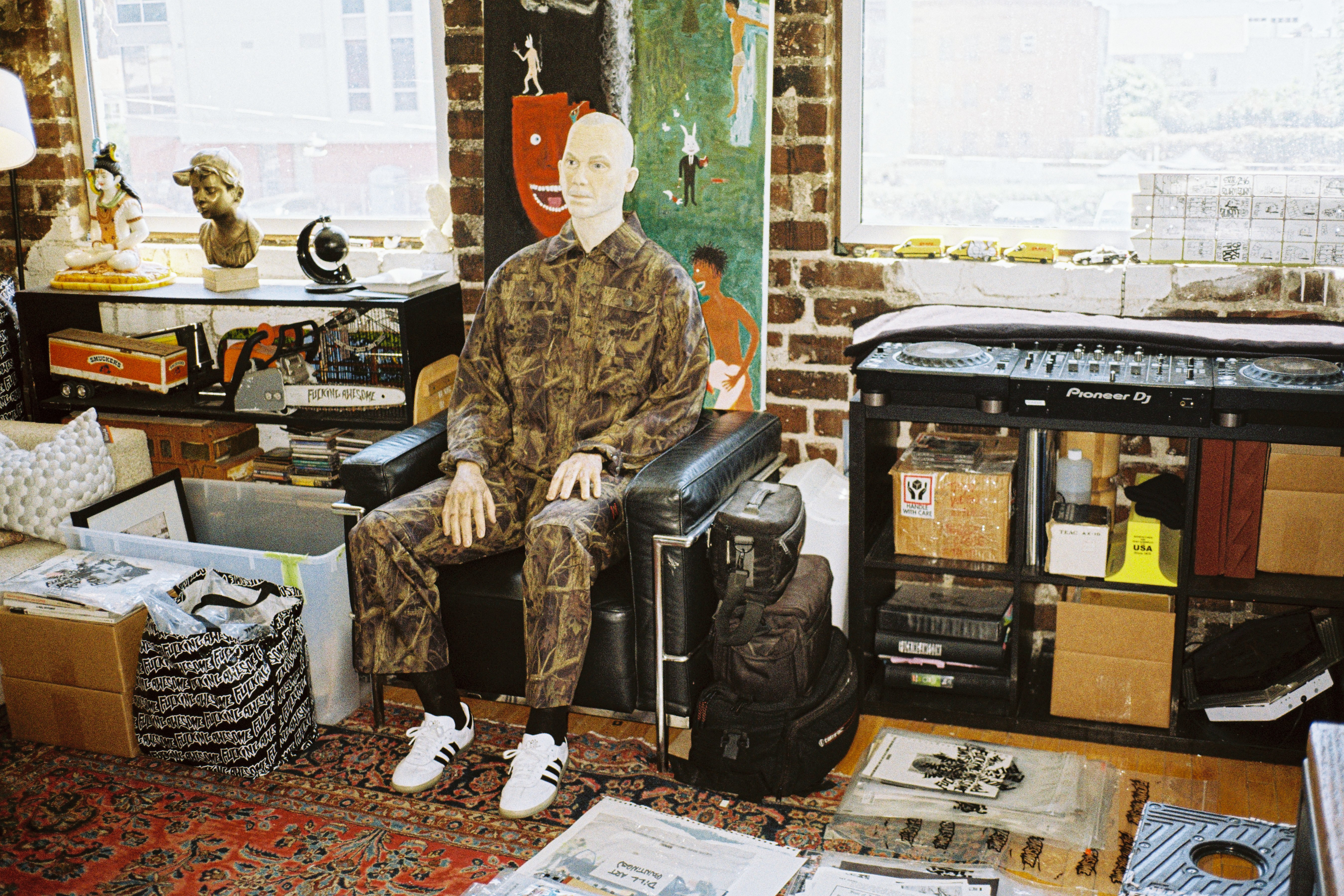 A mannequin of Fucking Awesome founder Jason Dill in the brand's Los Angeles studio space that will be recreated for ComplexCon 2026 in Los Angeles.