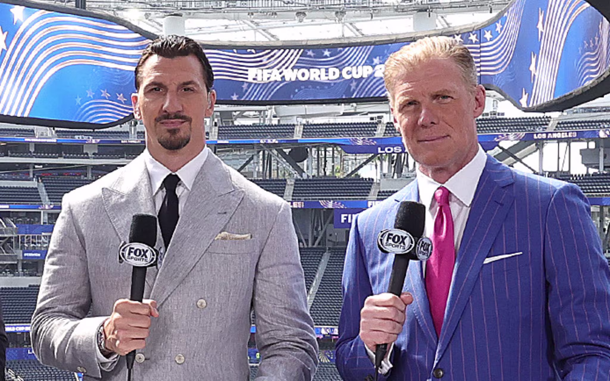 (L-R) Zlatan Ibrahimovic and Alexi Lalas.